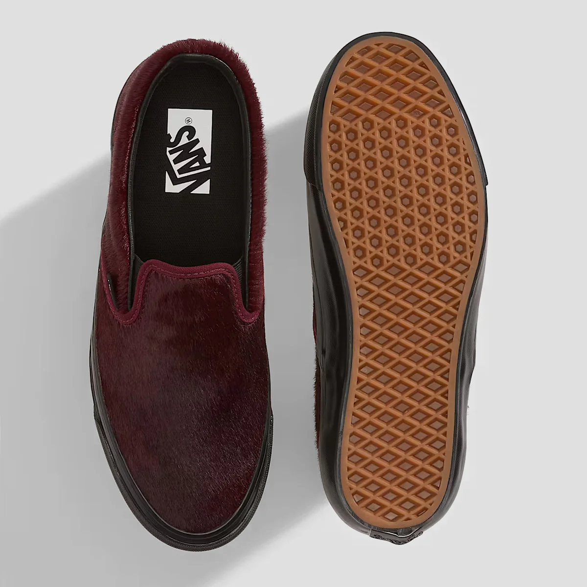 Vans LX Classic Slip-On Shoes - Pony Hair Burgundy - Image 3