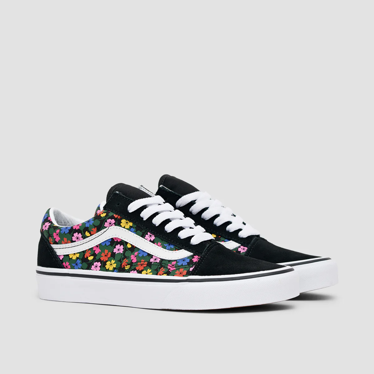 Vans Old Skool Shoes - Floral Black/White - Womens - Image 2