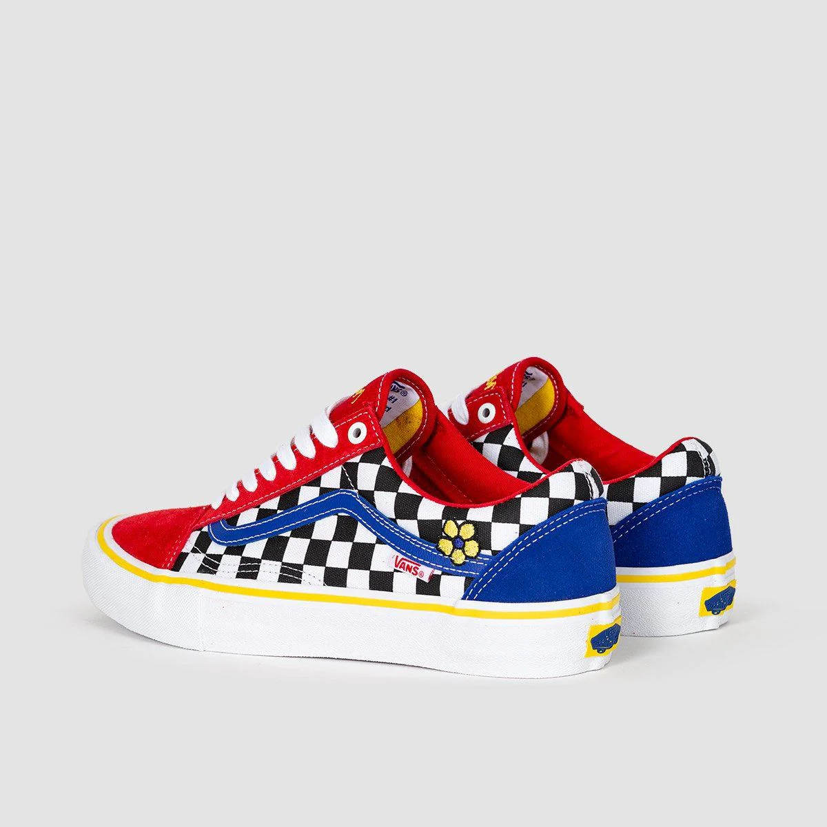Vans Old Skool Pro Shoes - Brighton Zeuner Red/Checker/Blue - Image 3