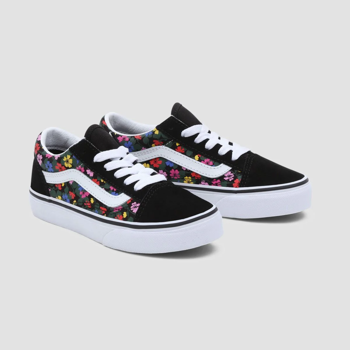 Vans Old Skool Shoes - Floral Black/White - Kids - Image 2