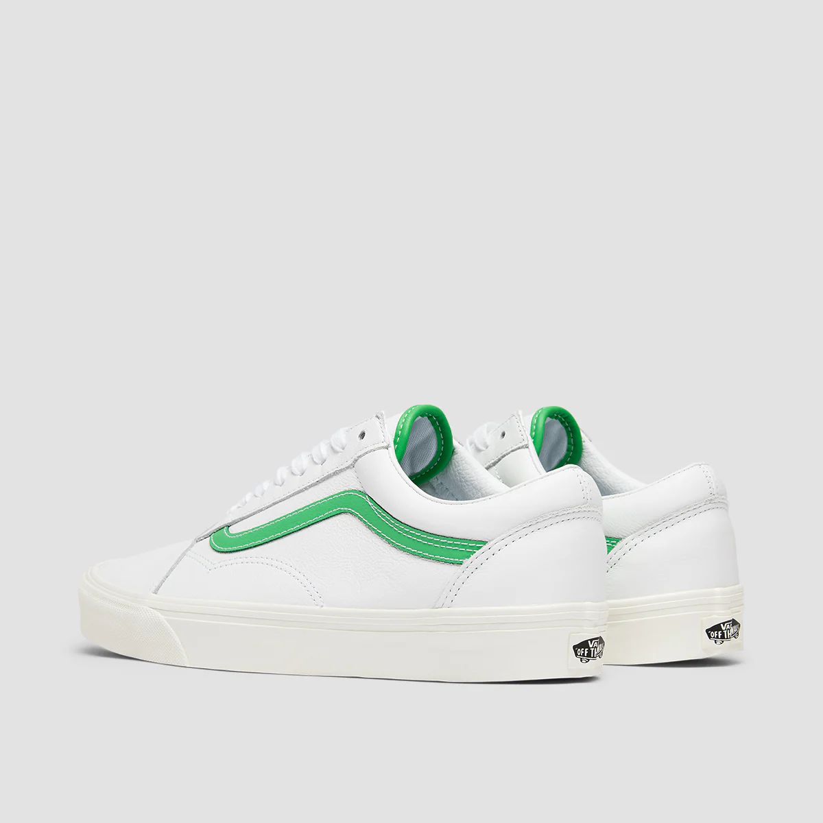 Vans Old Skool Shoes - Leather White/Green - Image 3