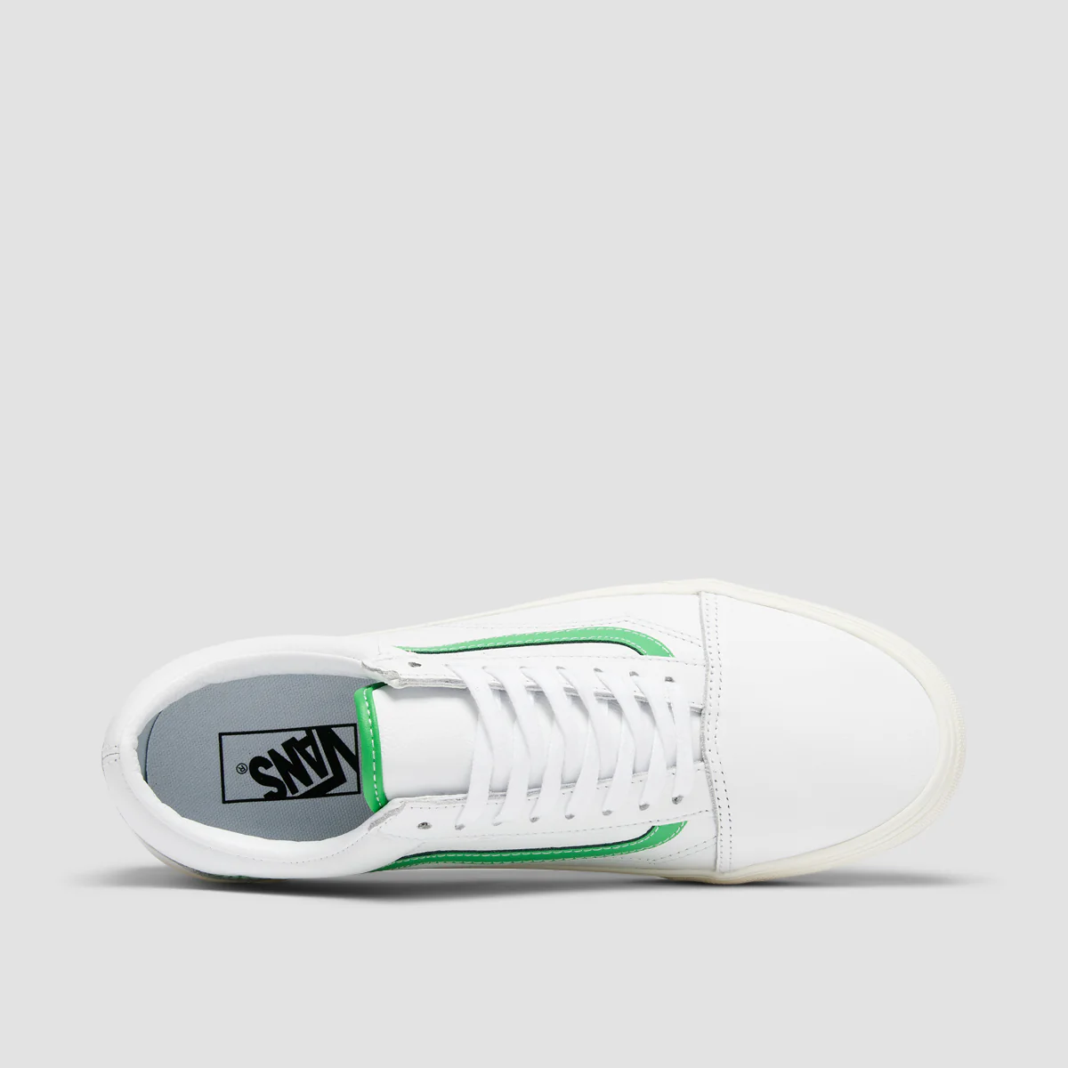 Vans Old Skool Shoes - Leather White/Green - Image 4