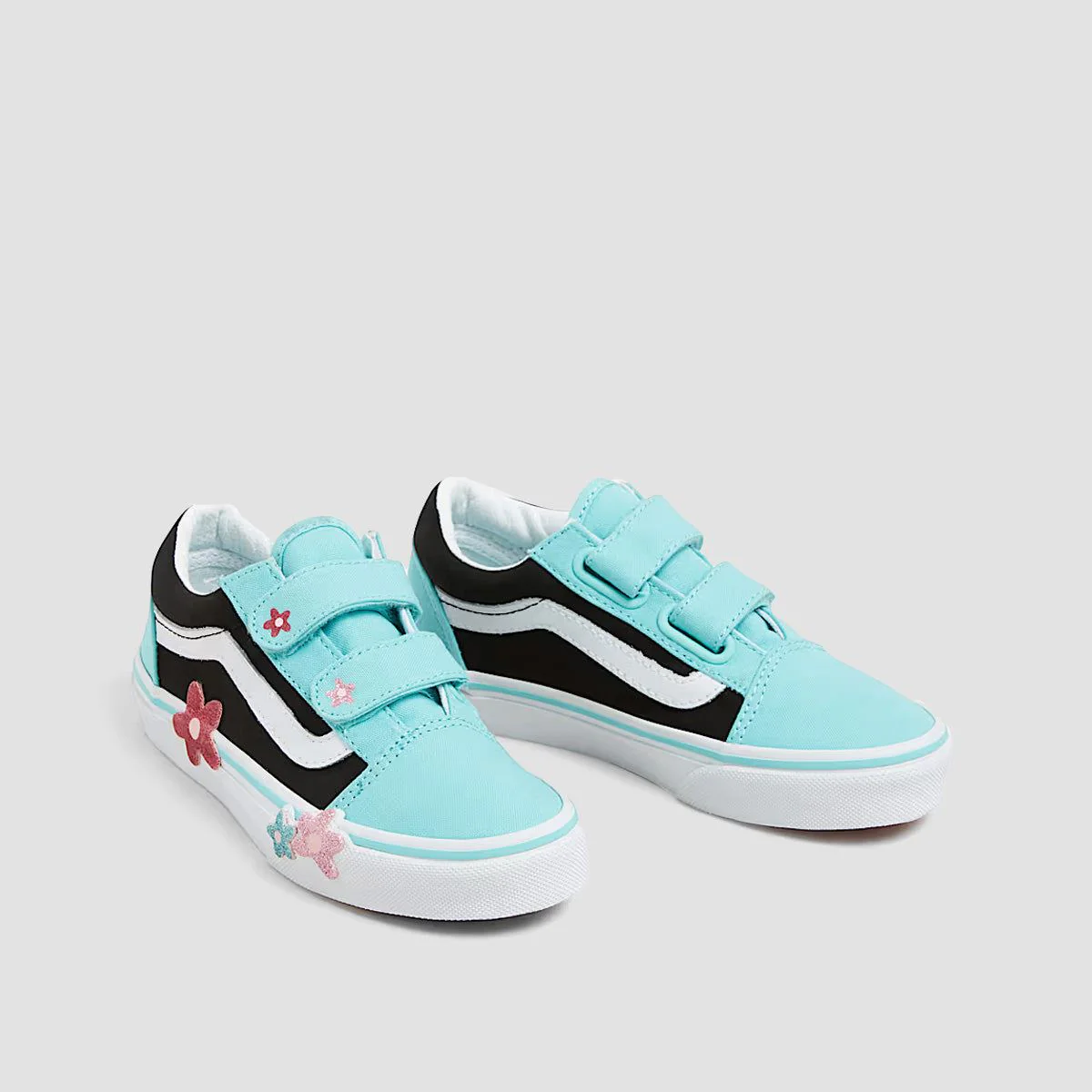 Vans Old Skool V Flower Shoes - Glitter Flower Power Multi/True White - Kids - Image 2