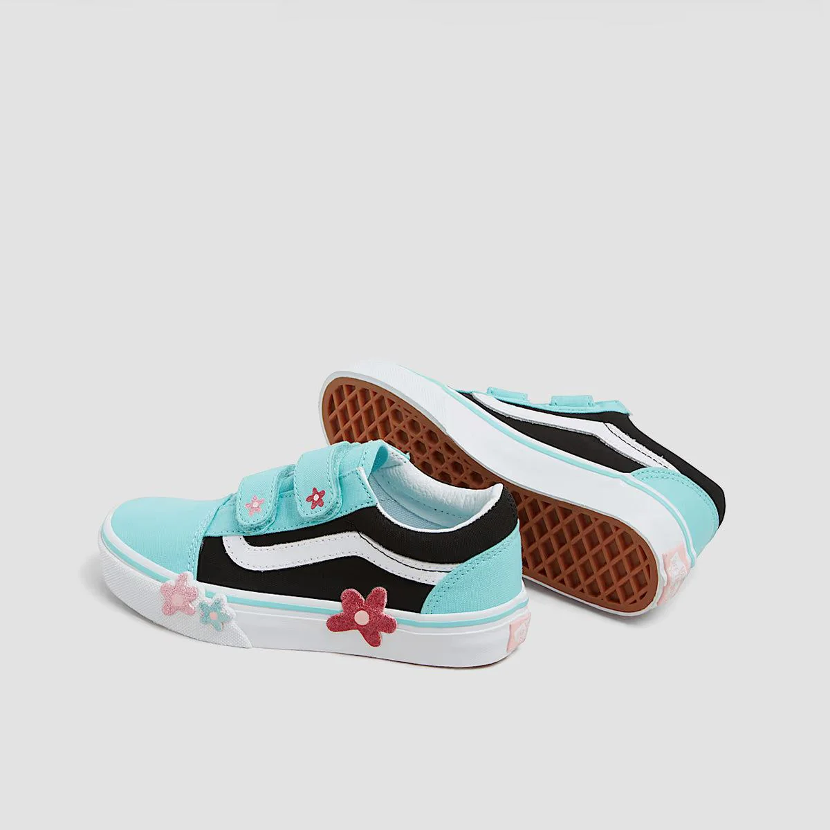 Vans Old Skool V Flower Shoes - Glitter Flower Power Multi/True White - Kids - Image 3