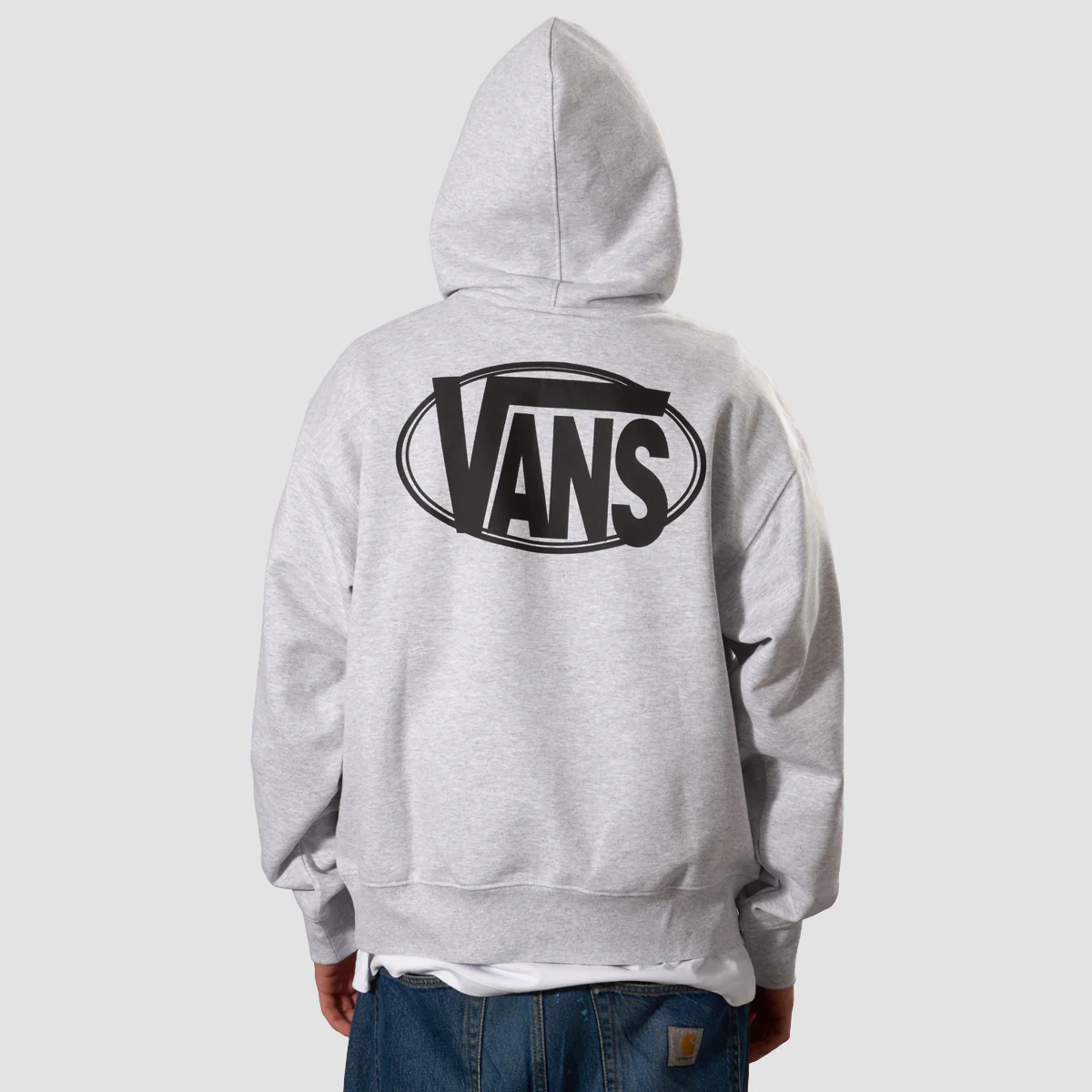 Vans Oval Logo Loose Pullover Hoodie Light Grey Heather - Image 2