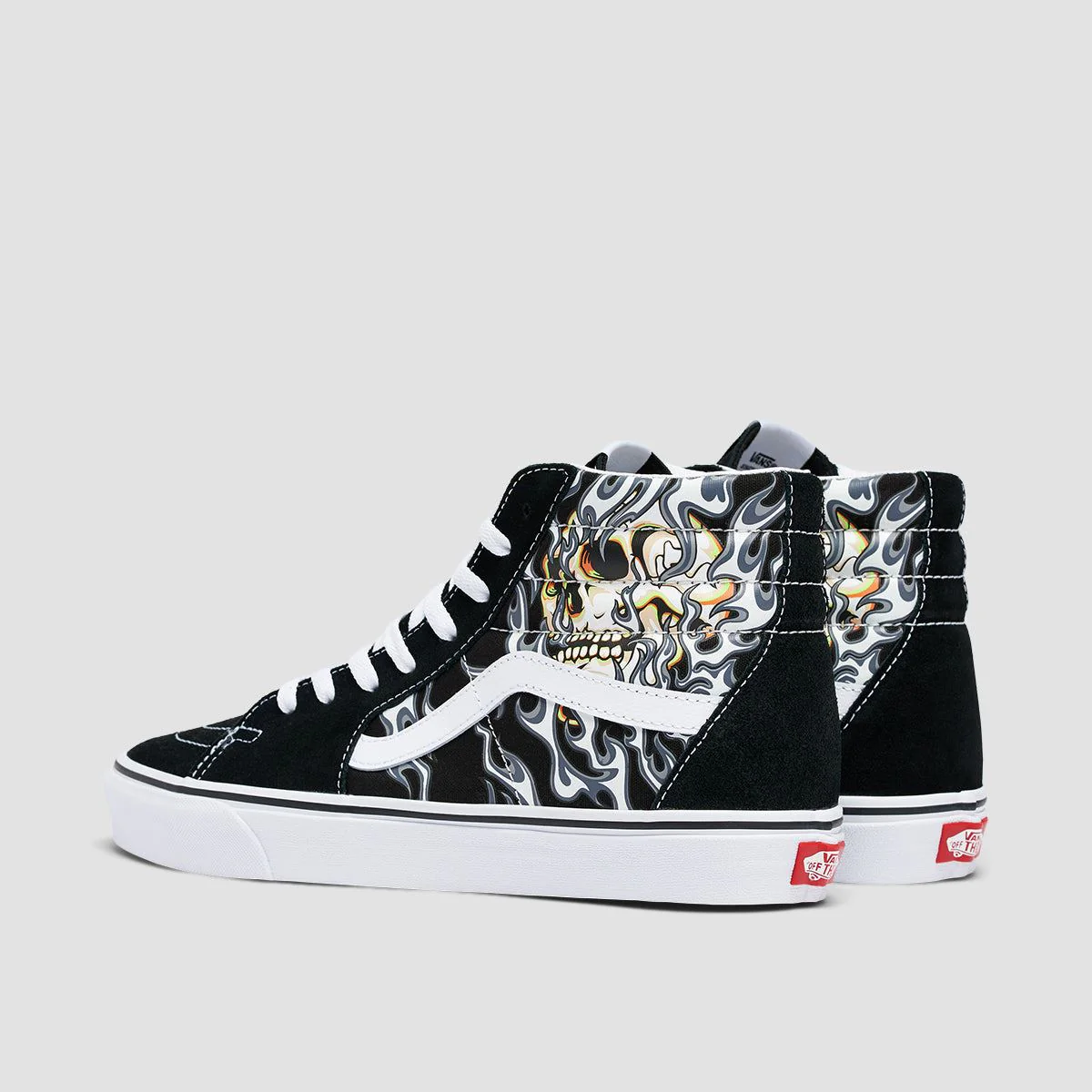 Vans SK8-Hi High Top Shoes - Flame Skull Black/True White - Image 3