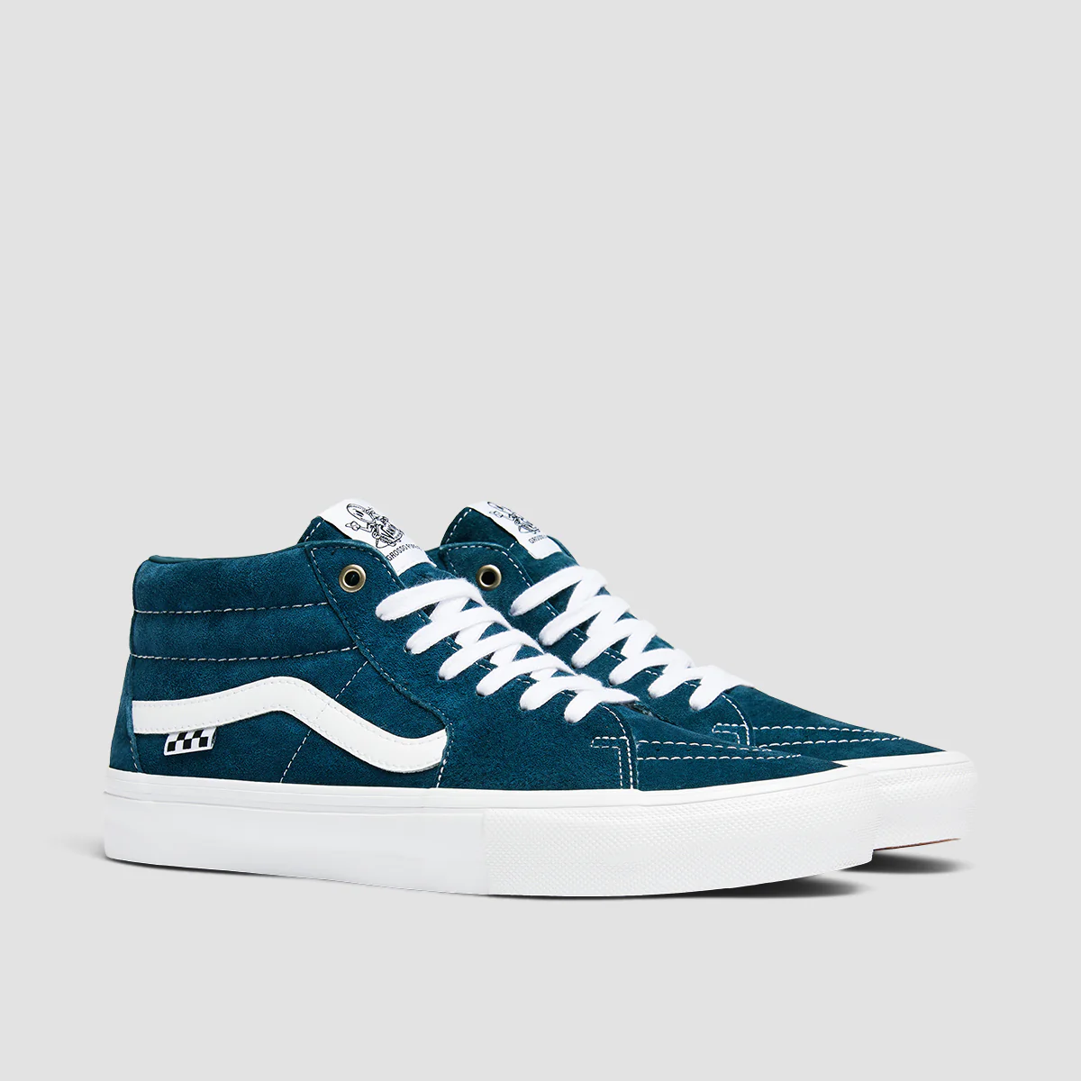 Vans Skate Grosso Mid Top Shoes Pig Suede Blue/White - Image 2