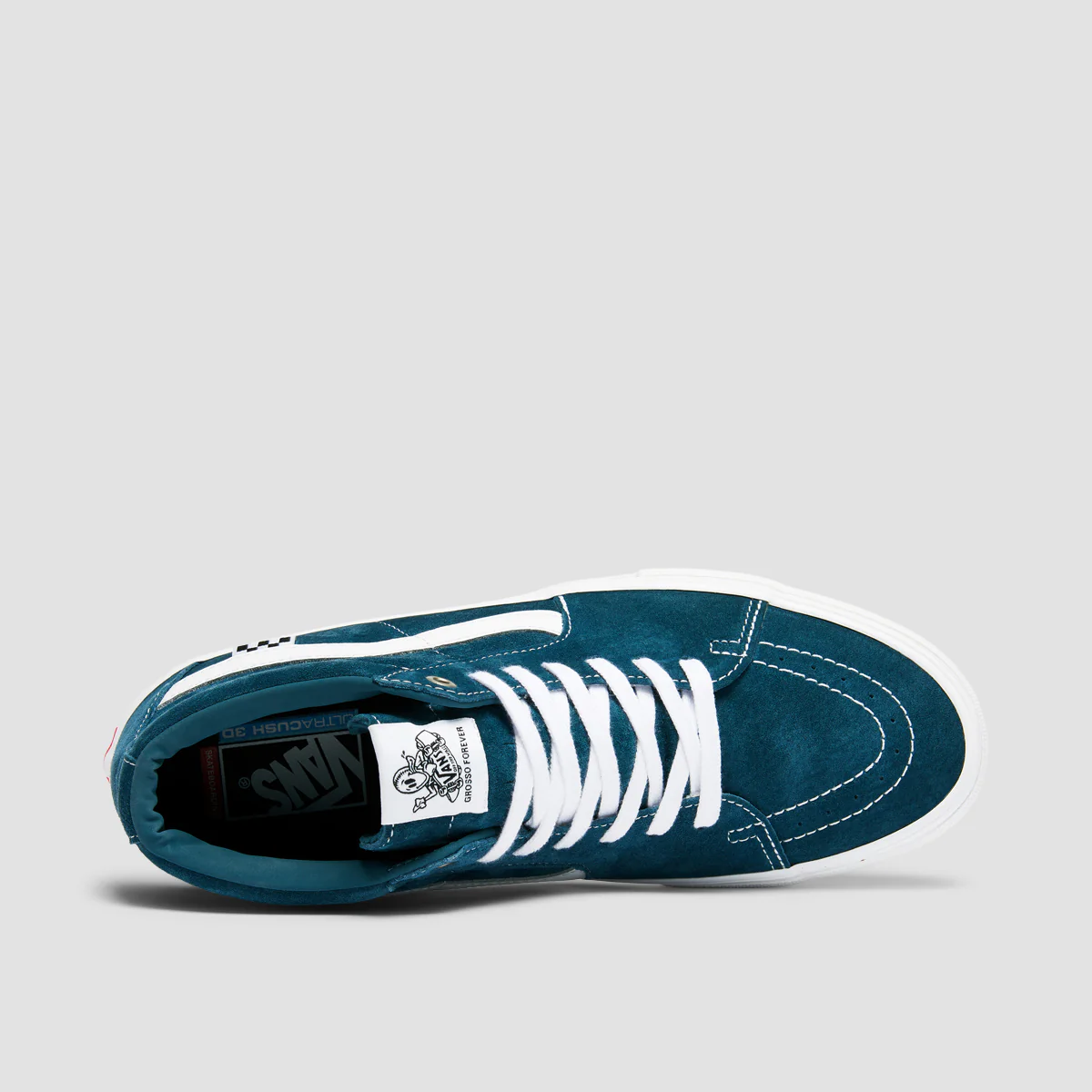 Vans Skate Grosso Mid Top Shoes Pig Suede Blue/White - Image 4