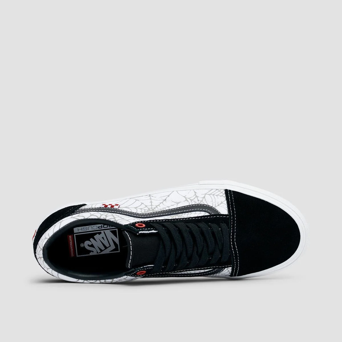 Vans Skate Old Skool Shoes - Black Widow Spider Black/White/Red - Image 4