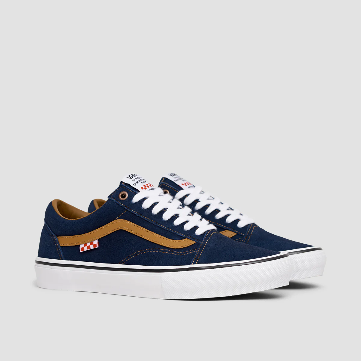 Vans Skate Old Skool Shoes - Reynolds Navy/Golden Brown - Image 2