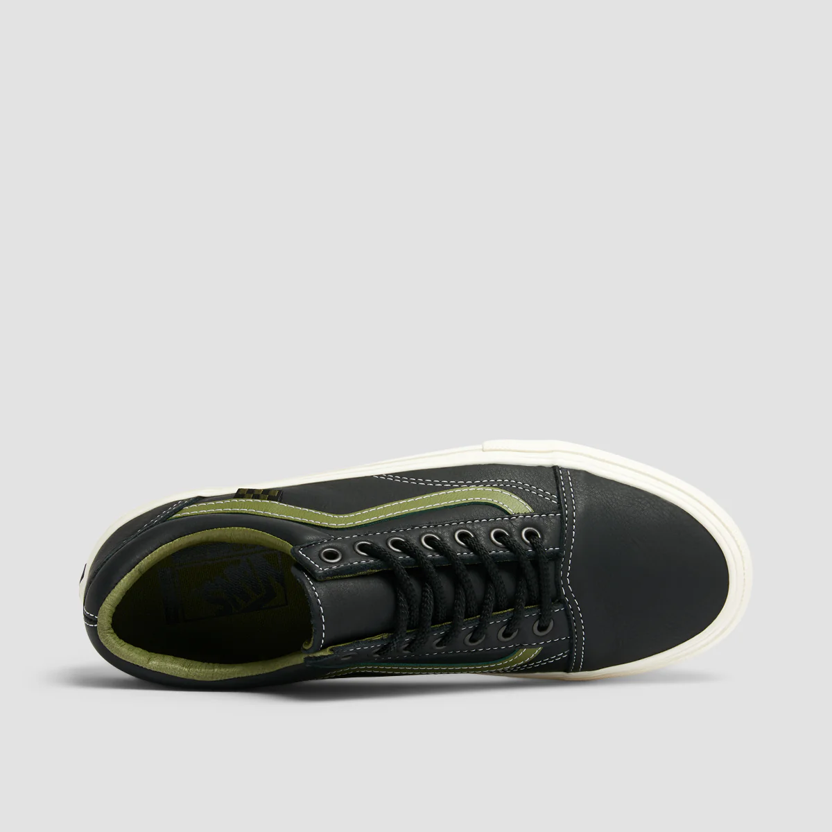 Vans Skate Old Skool Shoes - Butter Leather Black/Green - Image 4
