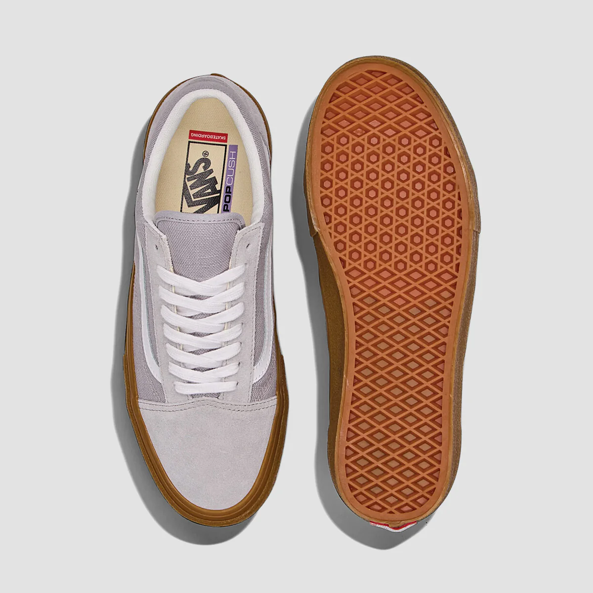 Vans Skate Old Skool Shoes - Crepe Light Gray/Gum - Image 3