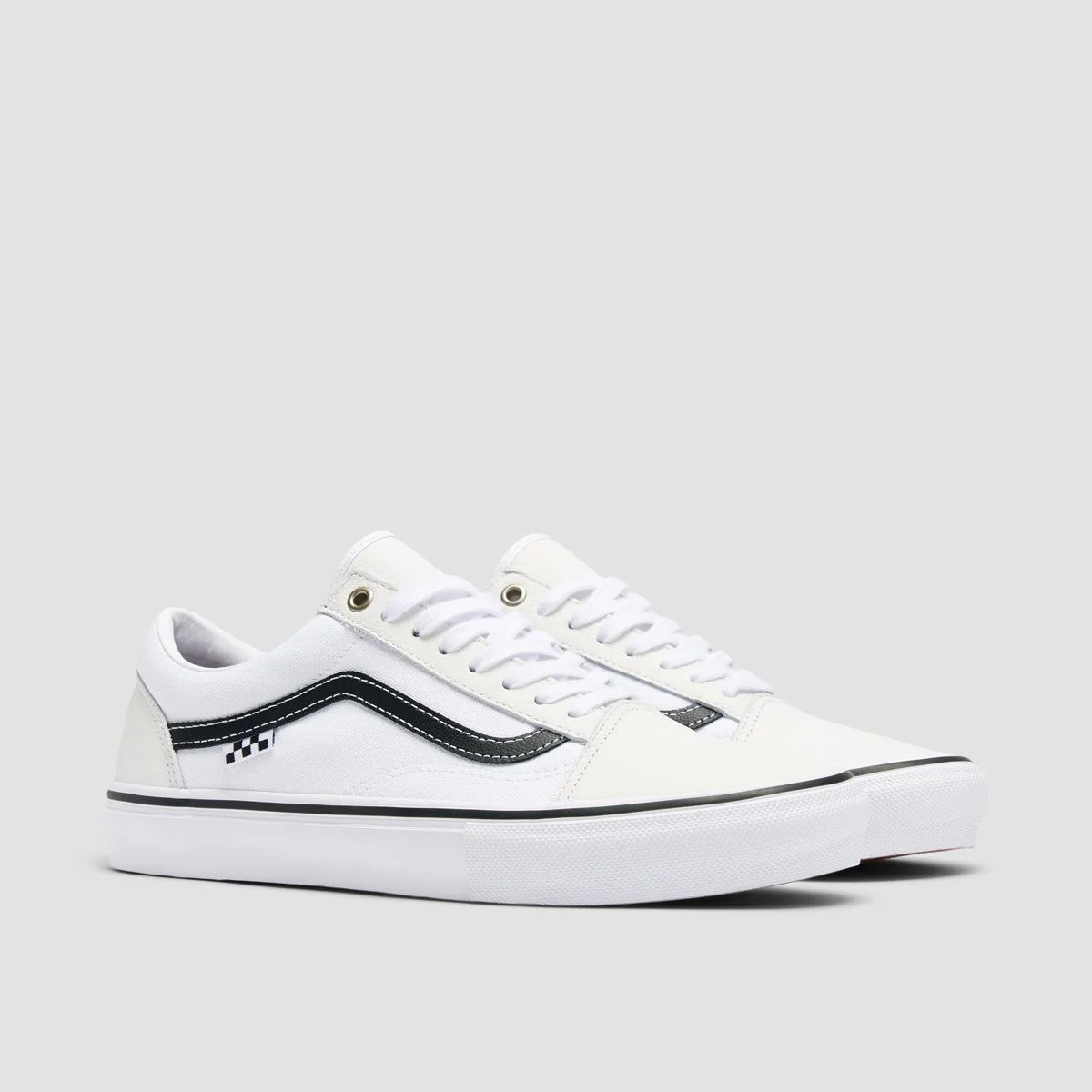 Vans Skate Old Skool Shoes - Leather White/White - Image 2