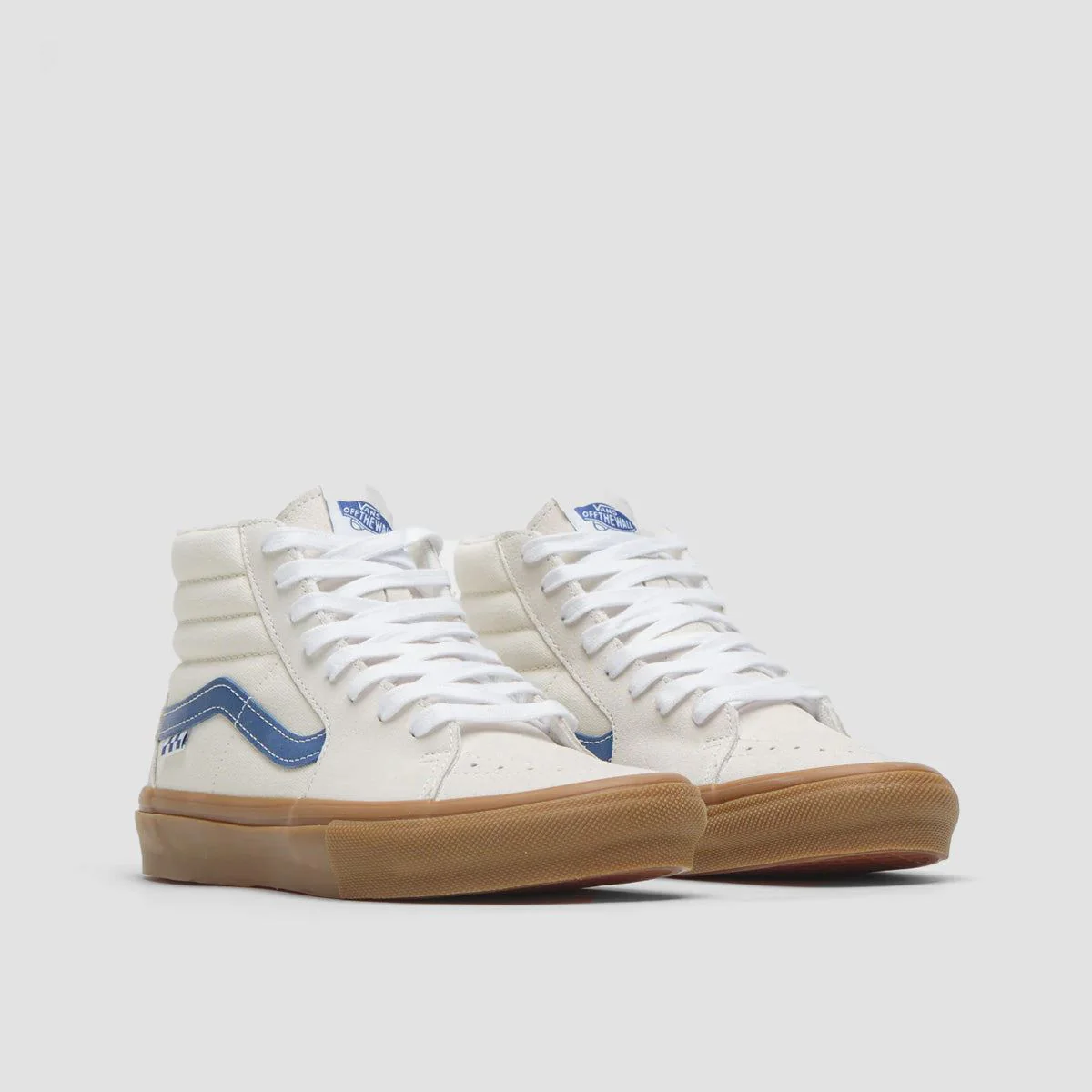 Vans Skate Sk8-Hi Top Shoes - Marshmallow/Blue/Gum - Image 2