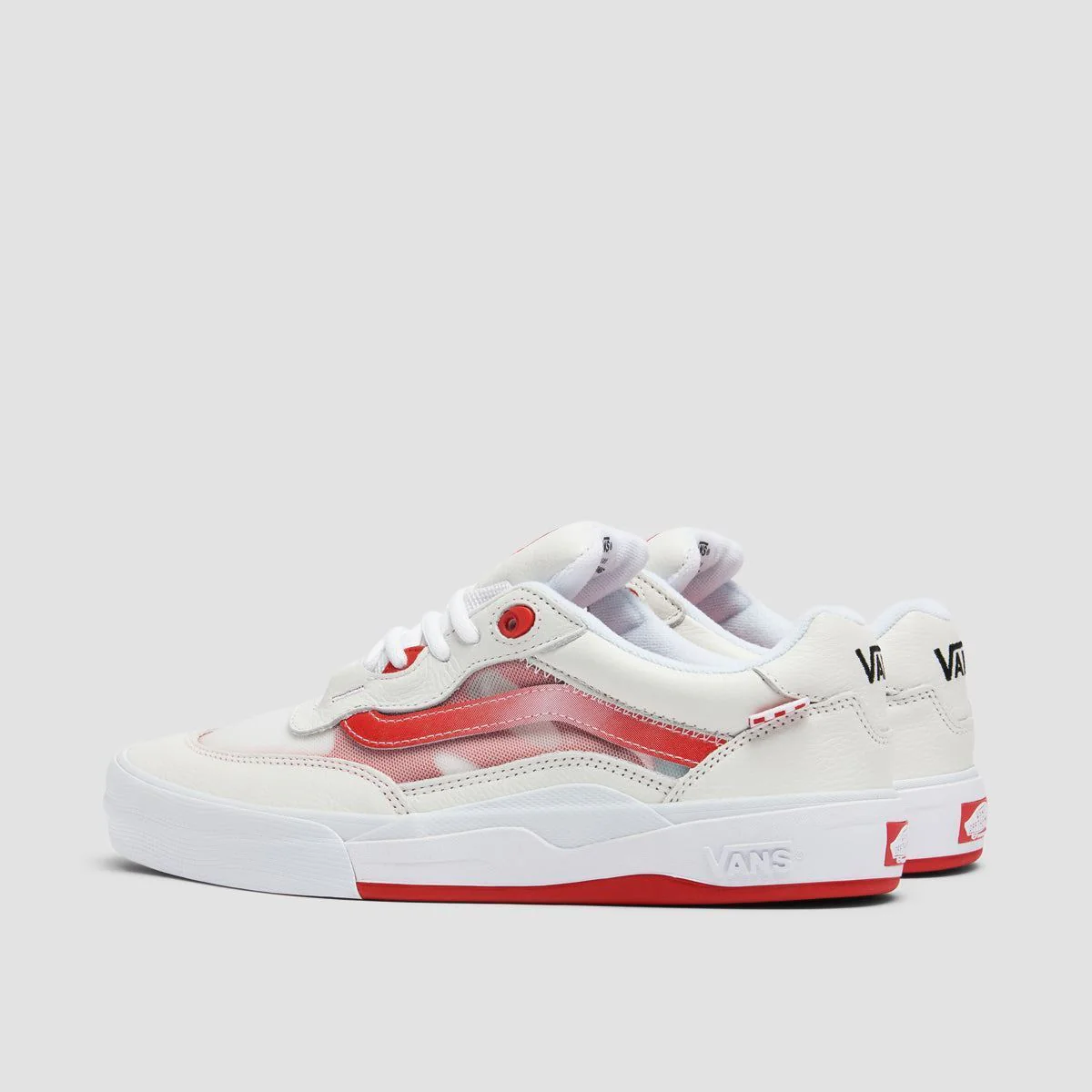 Vans Wayvee Shoes - Leather True White/Red - Image 3