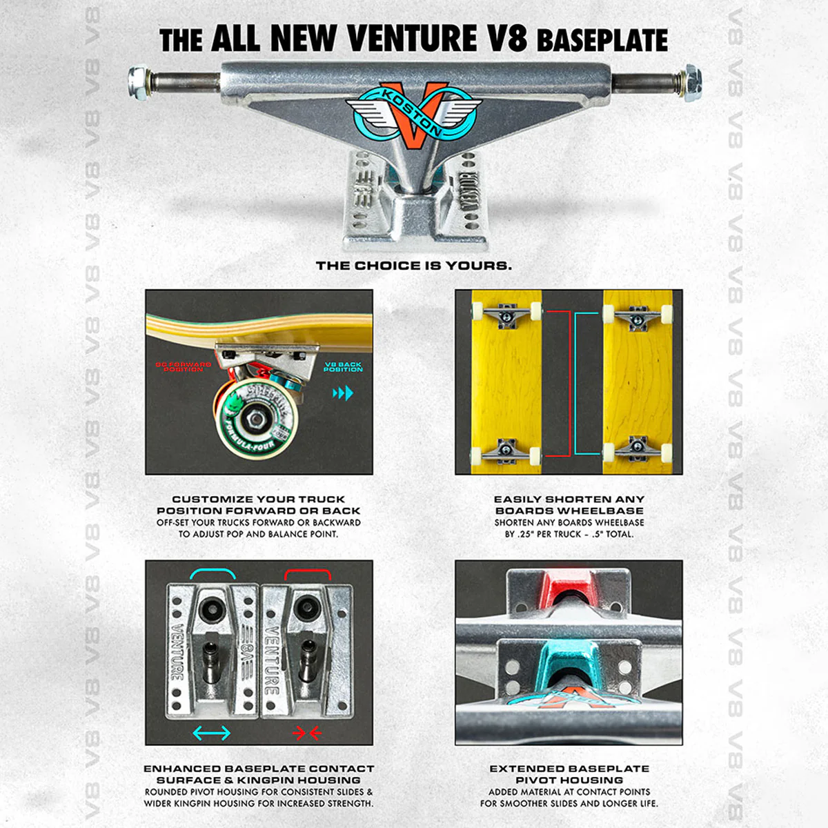 Venture Hi 5.2 V8 Eric Koston Trucks 1 Pair Polished - 8" - Image 6