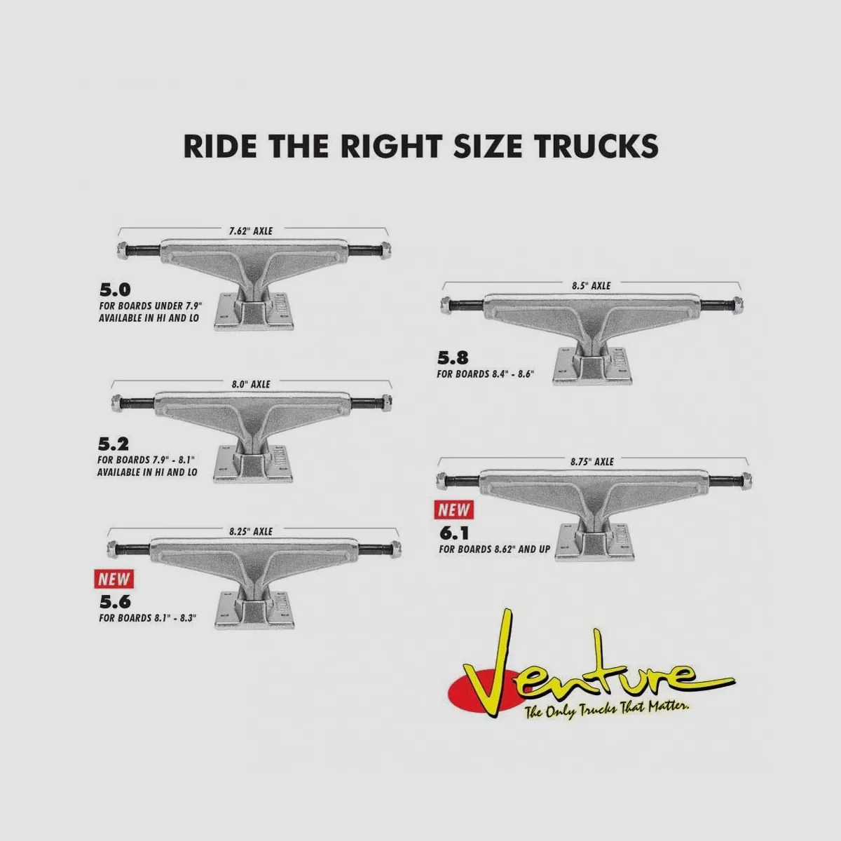 Venture Hi 6.1 V8 Team Edition Skateboard Trucks 1 PairPolished - 8.75" - Image 3