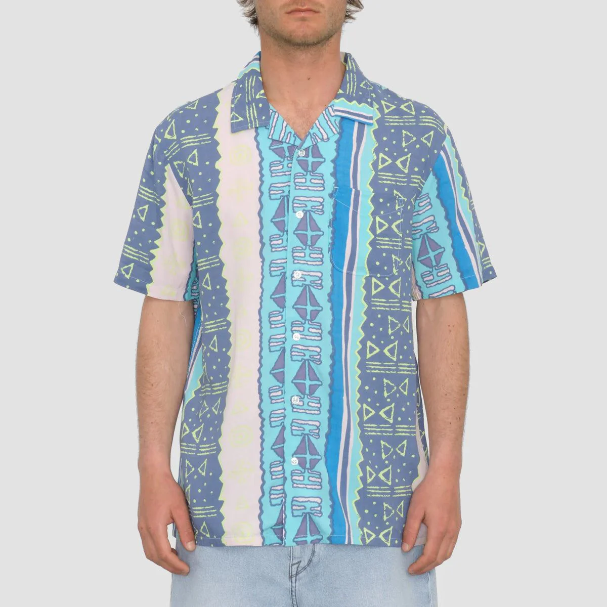 Volcom Bold Moves Short Sleeve Shirt Crete Blue