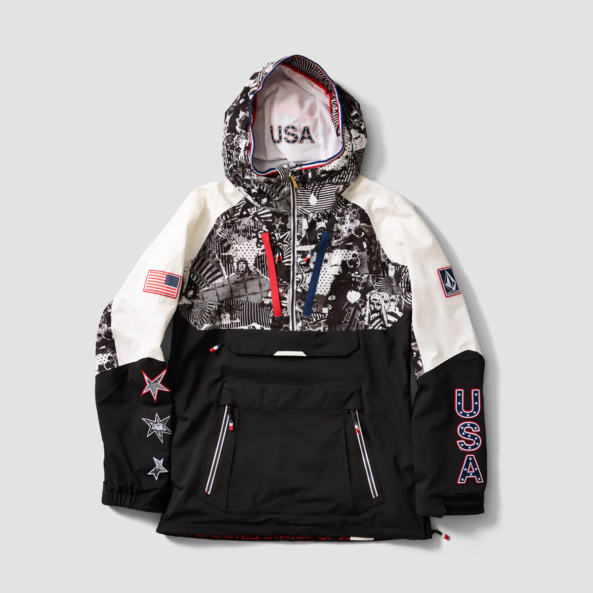 Volcom Brighton 15K Pullover Snow Jacket Black White