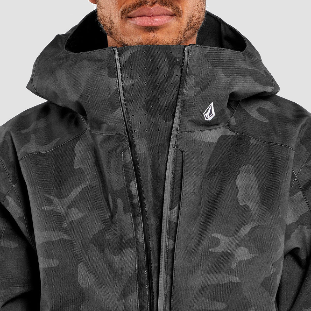 Volcom Brighton Pullover Snow Jacket Black Camo - Image 6
