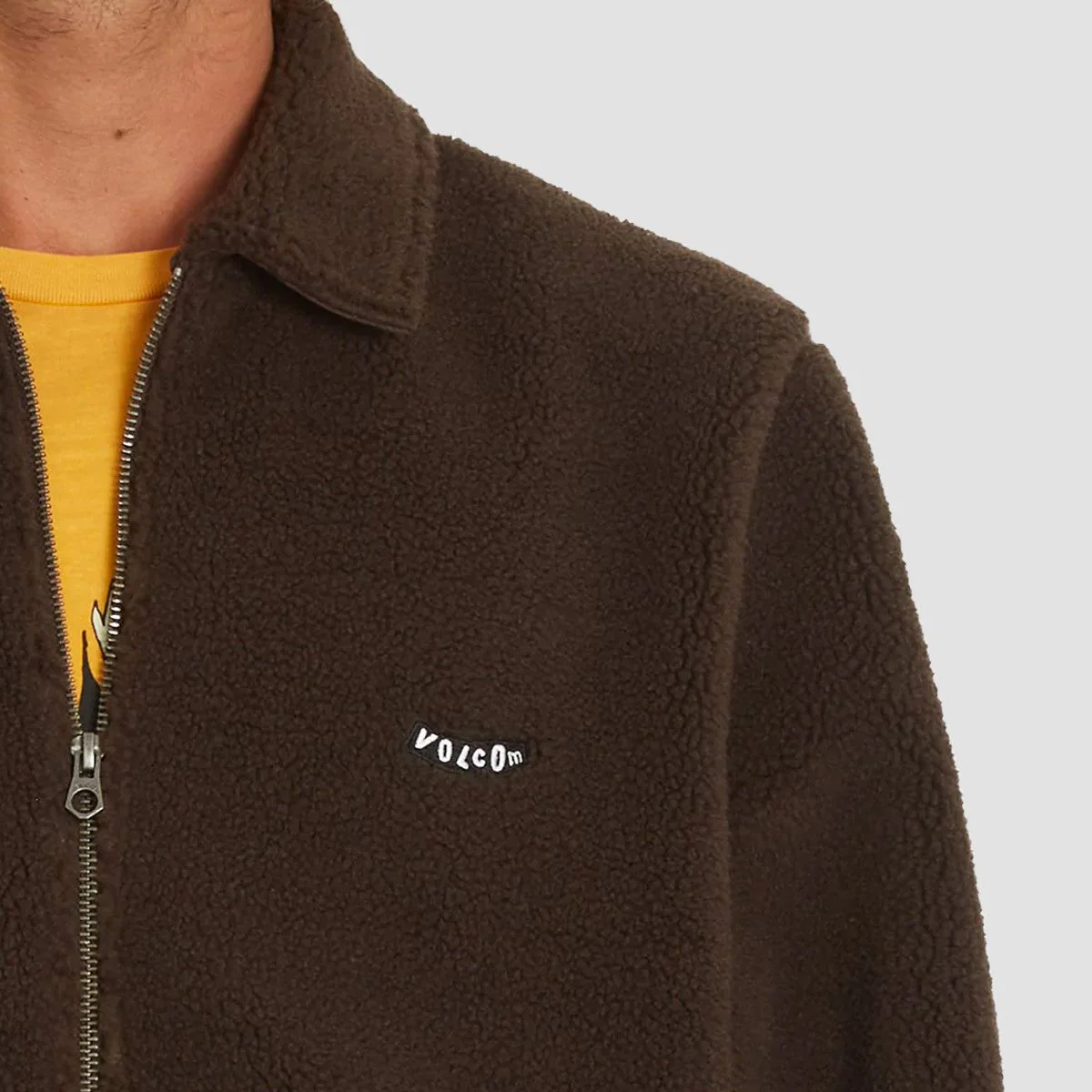 Volcom Edwart Sherpa Lined Fleece Jacket Dark Brown - Image 2