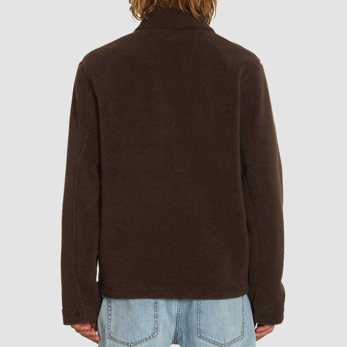 Volcom Edwart Sherpa Lined Fleece Jacket Dark Brown - Image 3