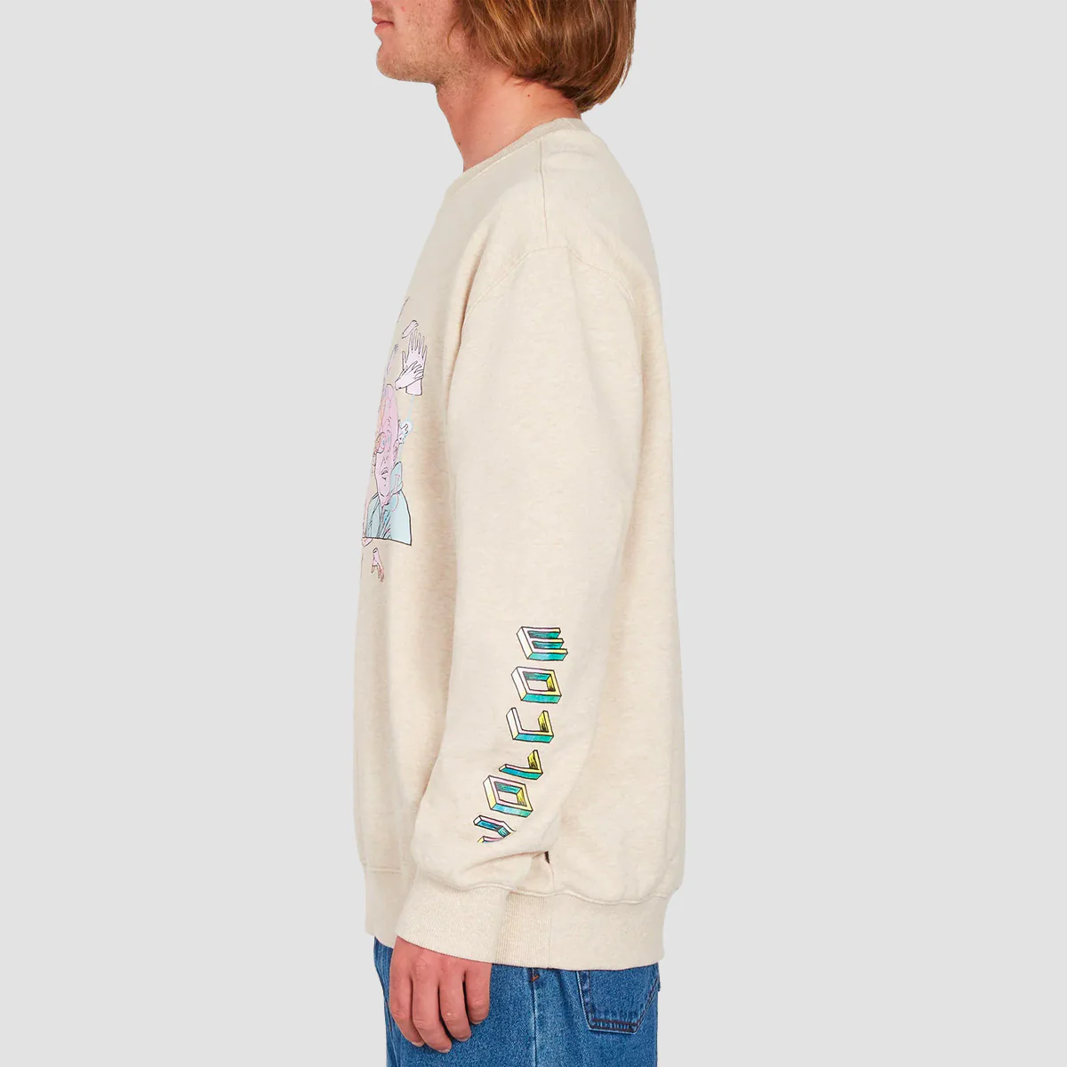 Volcom FA Ed Merlin Murray Crew Sweat Whitecap Grey - Image 2