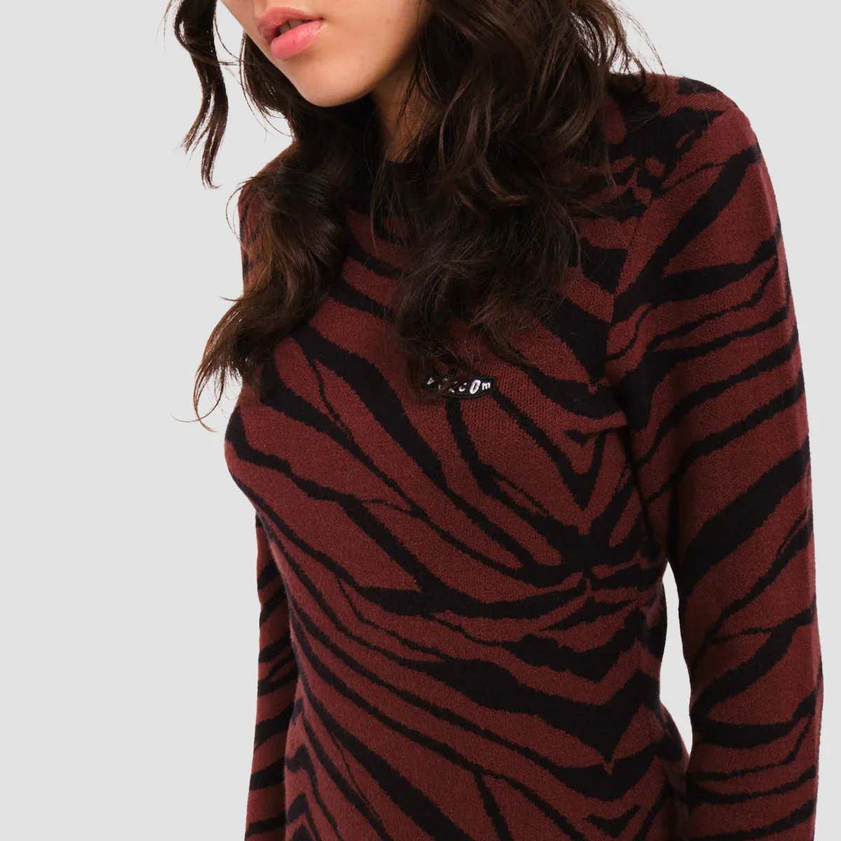 Volcom Howl At The Moon Zebra Dress Bitter Chocolate - Womens - Image 3