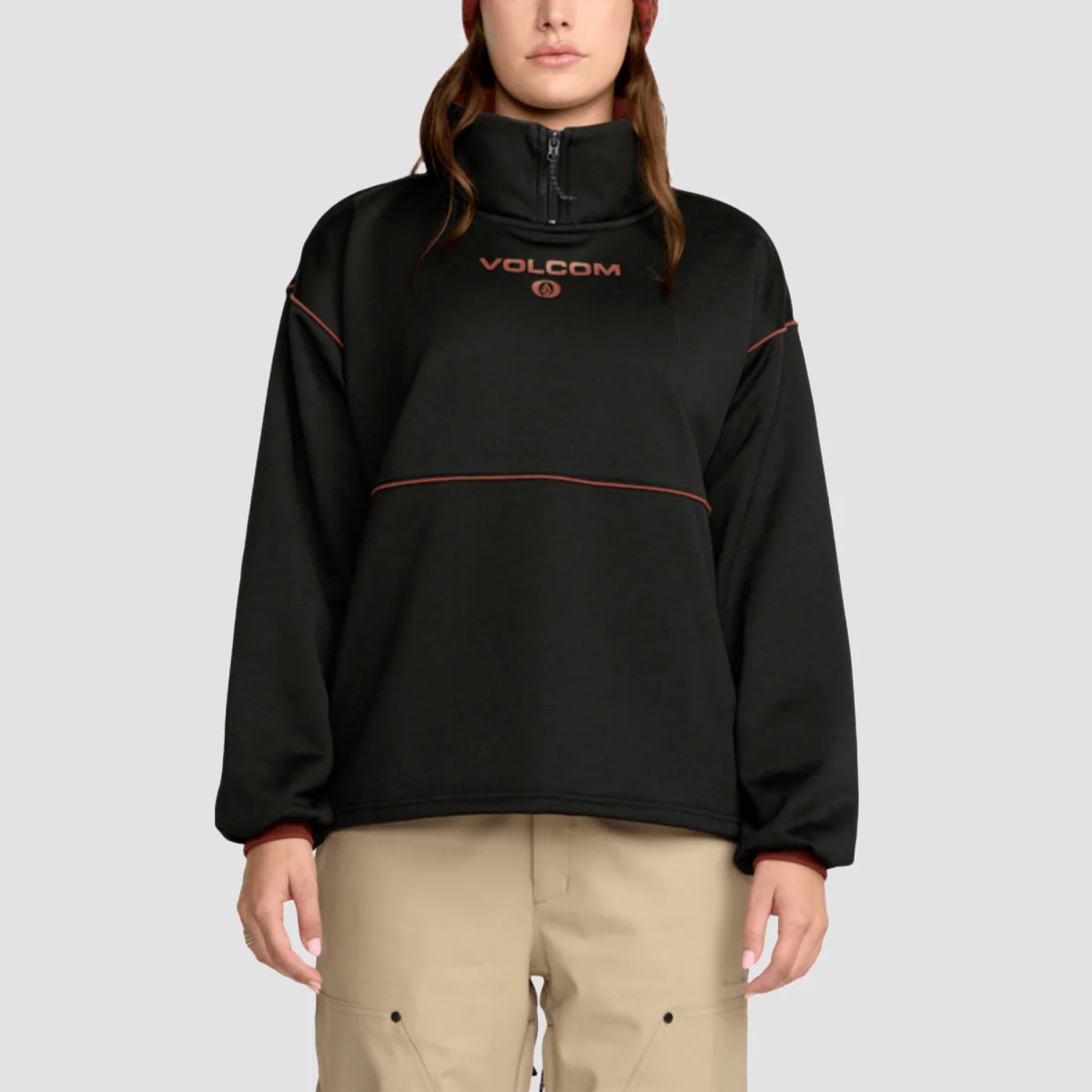 Volcom Hydro 1/4 Zip Snow Sweatshirt Black - Womens