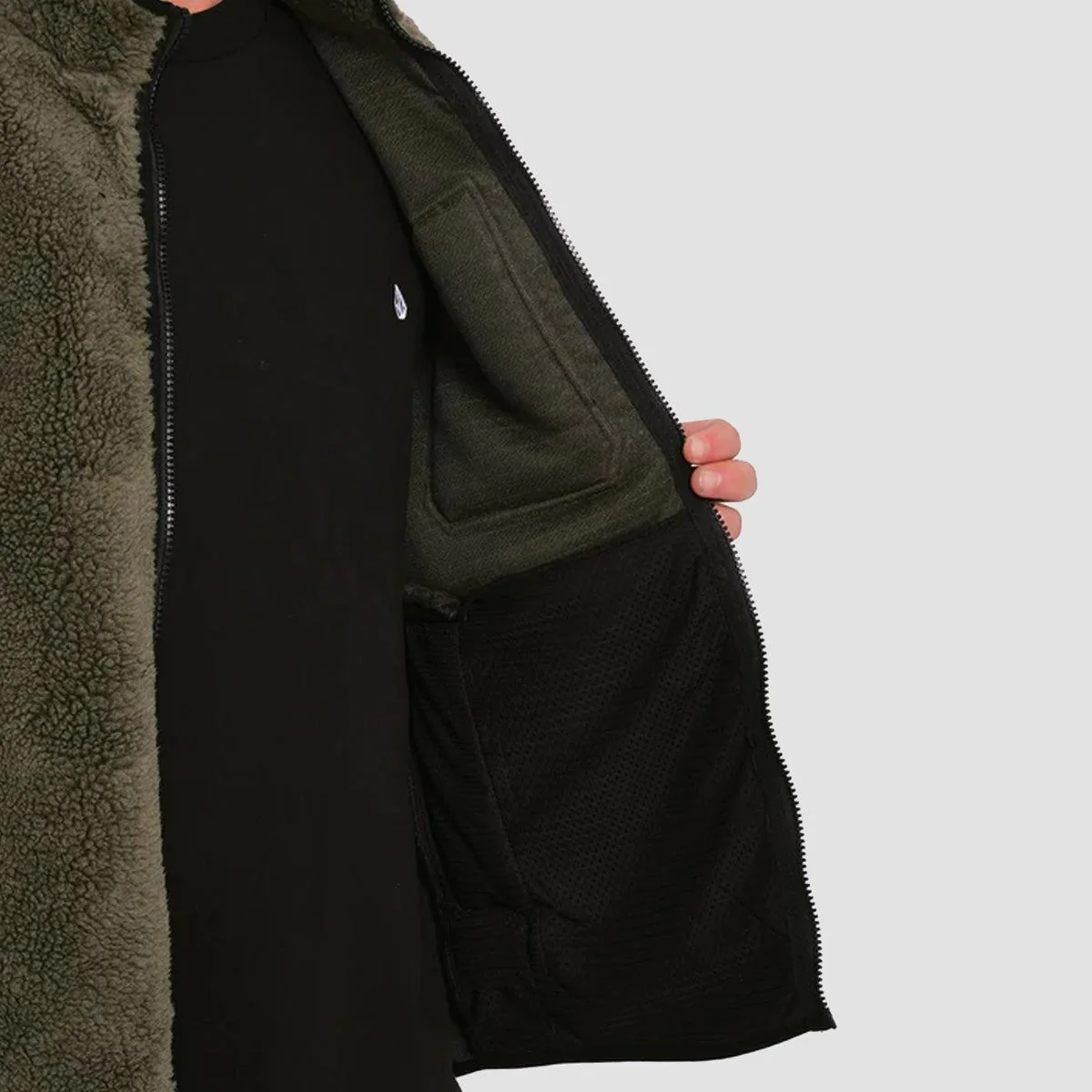 Volcom Muzzer Fuzzar Vest Jacket Wintermoss - Image 3