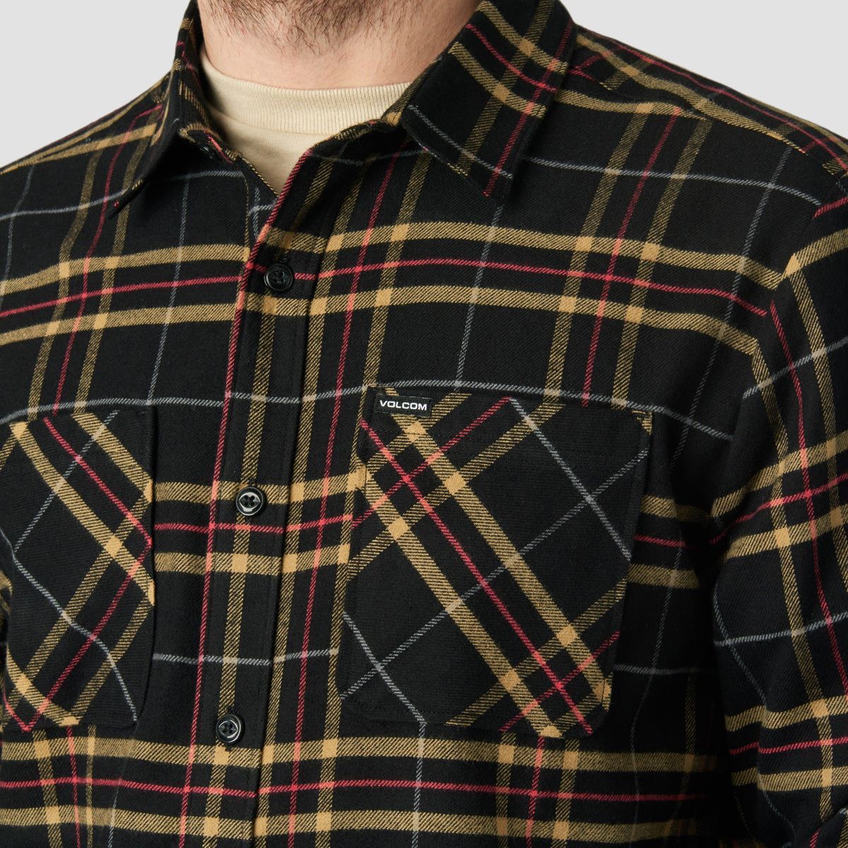 Volcom Netastone Flannel Longsleeve Shirt Black - Image 2