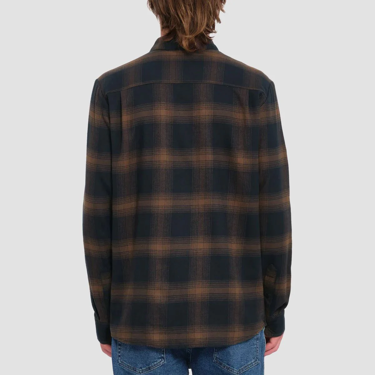 Volcom Netastone Flannel Longsleeve Shirt Dark Earth - Image 2