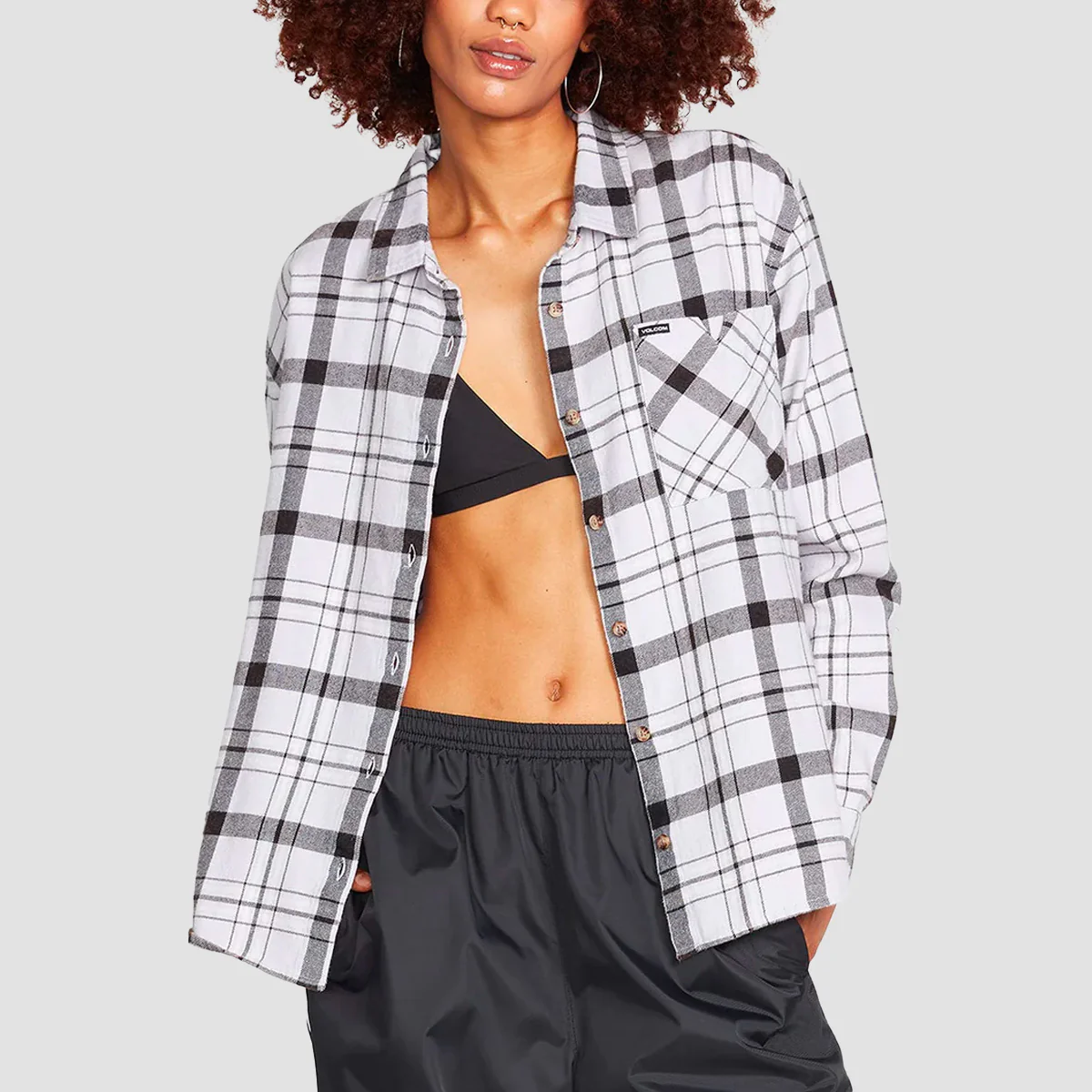 Volcom Plaid To Meet U Longsleeve Shirt Lavender - Womens - Image 2