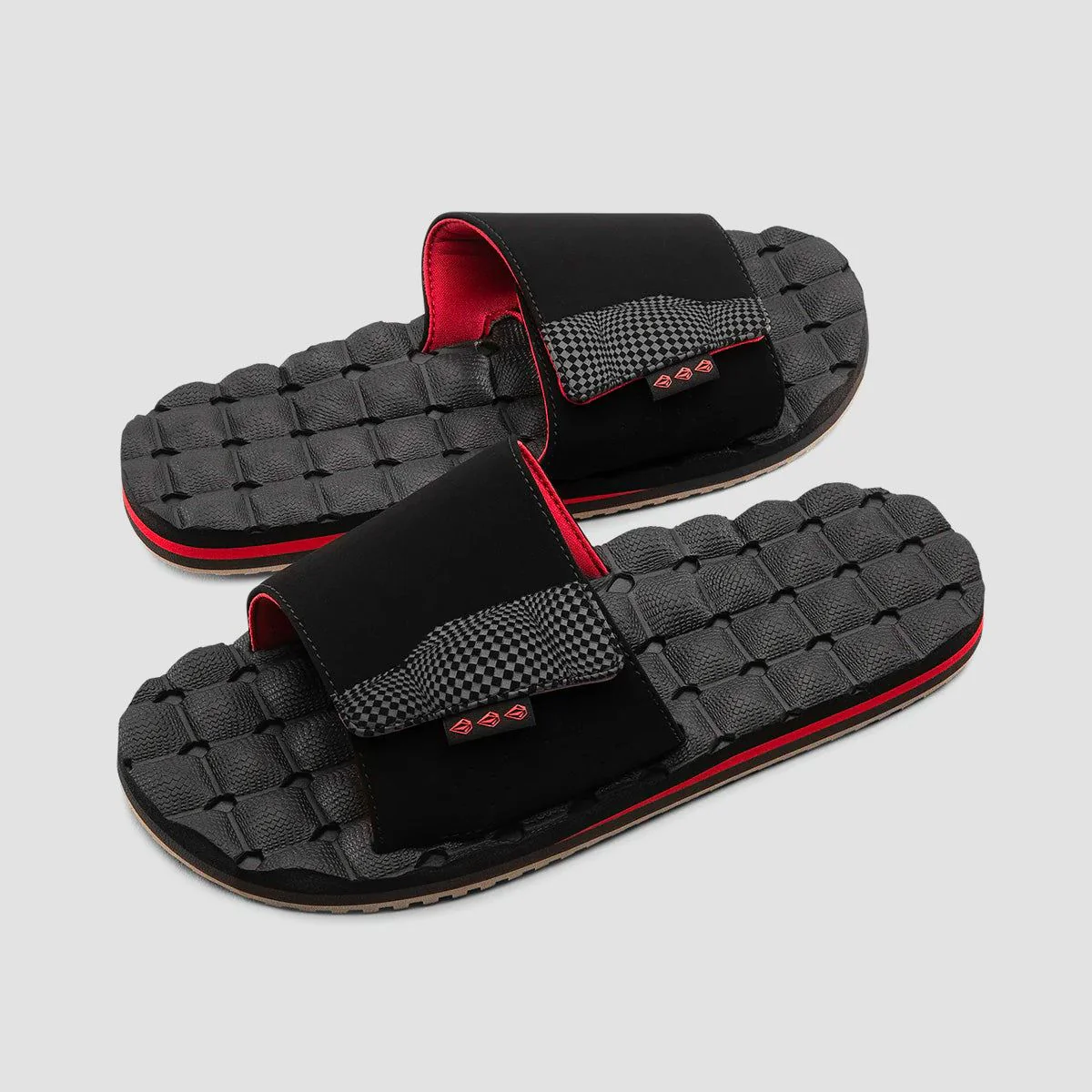 Volcom Recliner Slide Sandals Ribbon Red