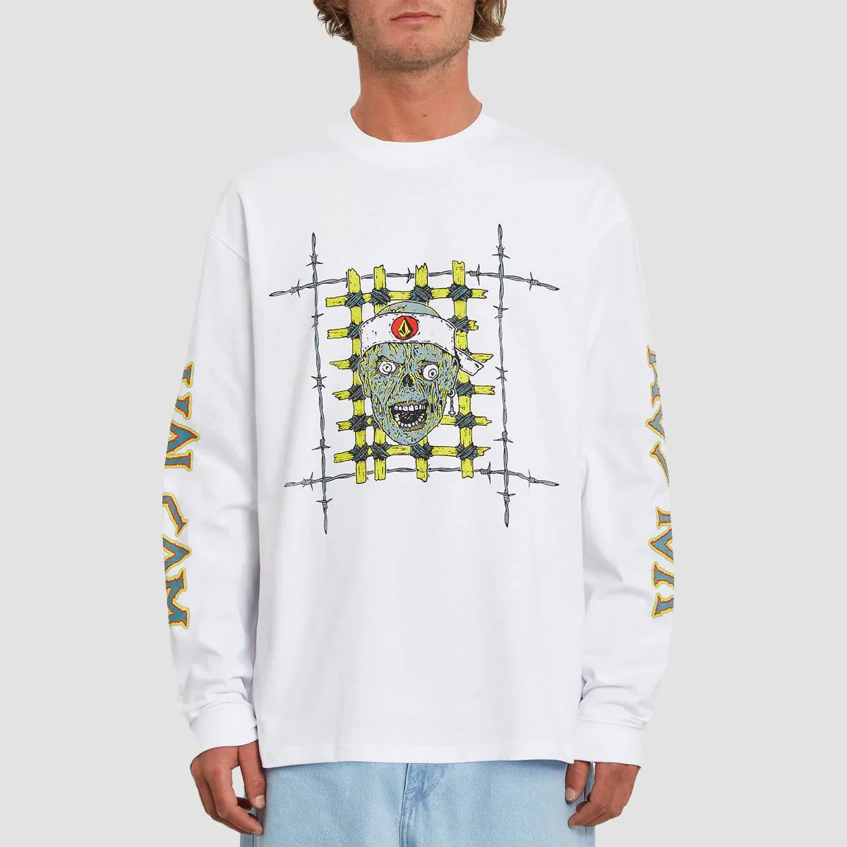 Volcom Richard French FA Loose Fit Longsleeve T-Shirt White