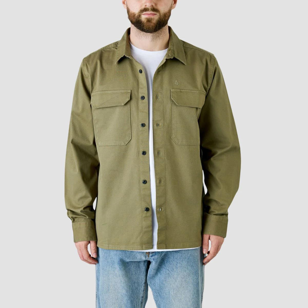 Volcom Servicestone Longsleeve Work Shirt Thyme Green - Image 2