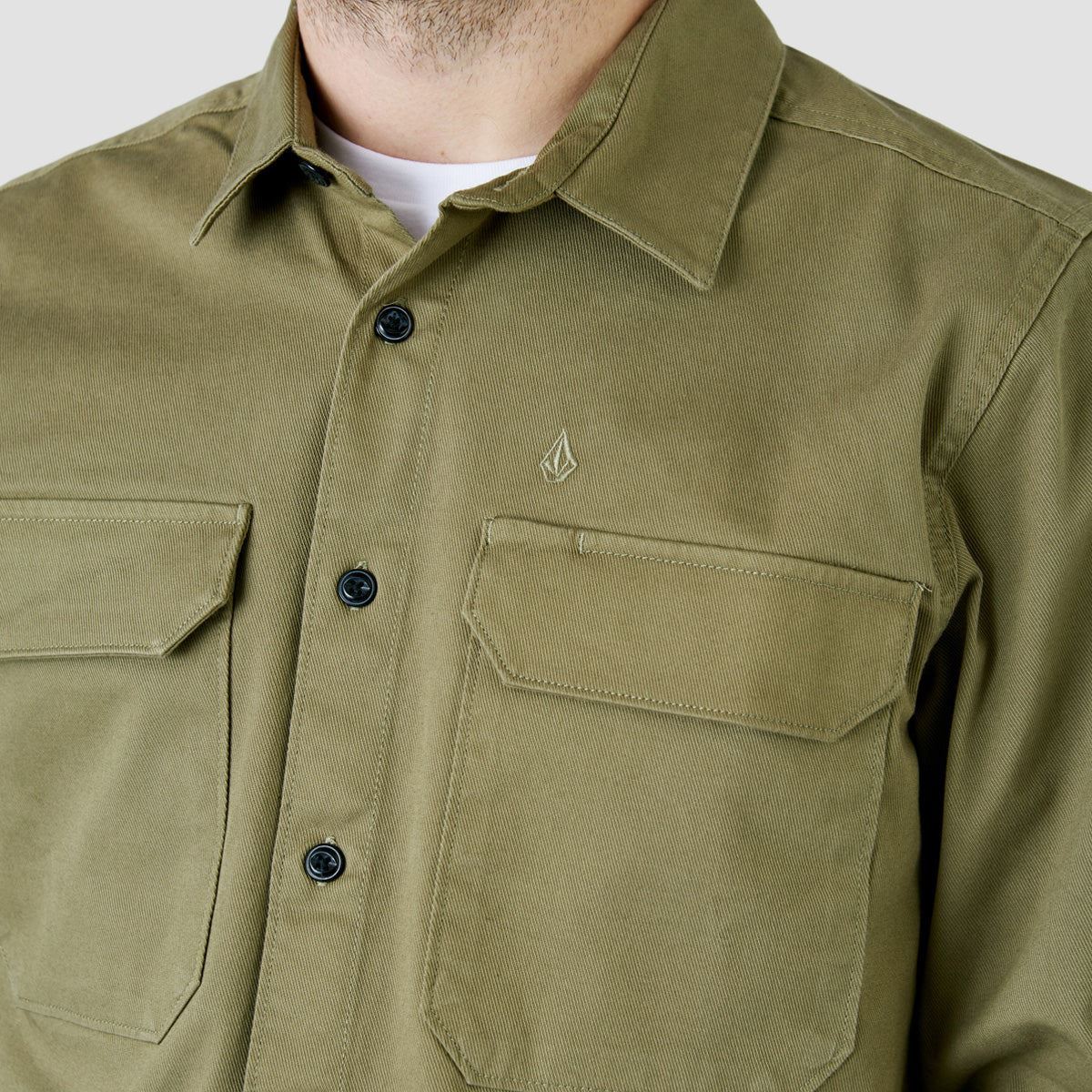 Volcom Servicestone Longsleeve Work Shirt Thyme Green - Image 3