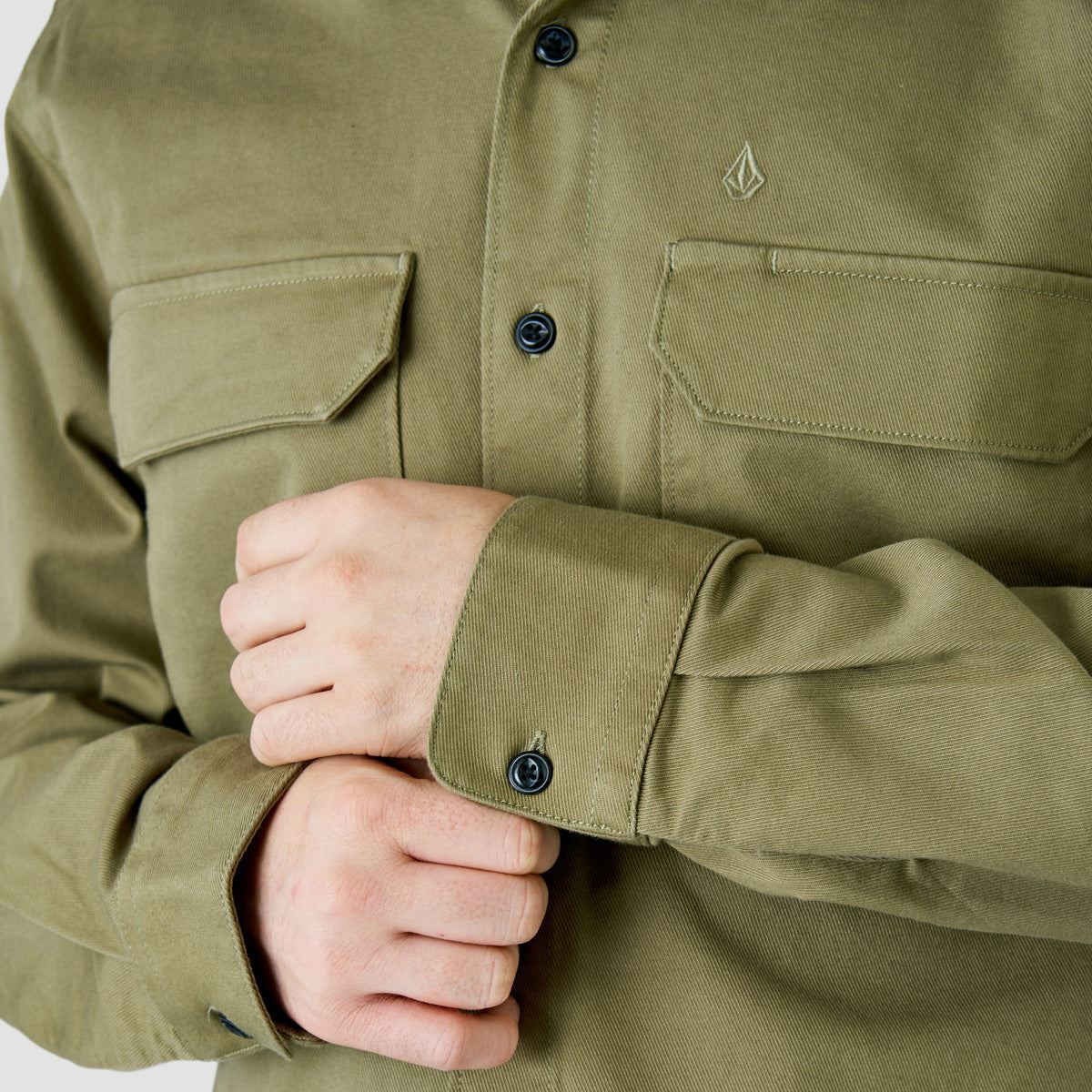 Volcom Servicestone Longsleeve Work Shirt Thyme Green - Image 4