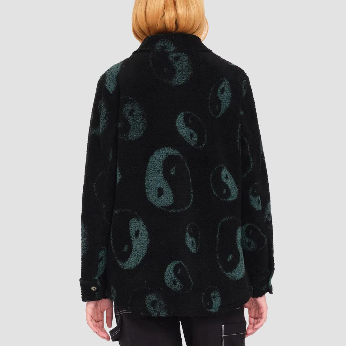 Volcom Silent Sherpa Overshirt Jacket Black Combo - Womens - Image 3