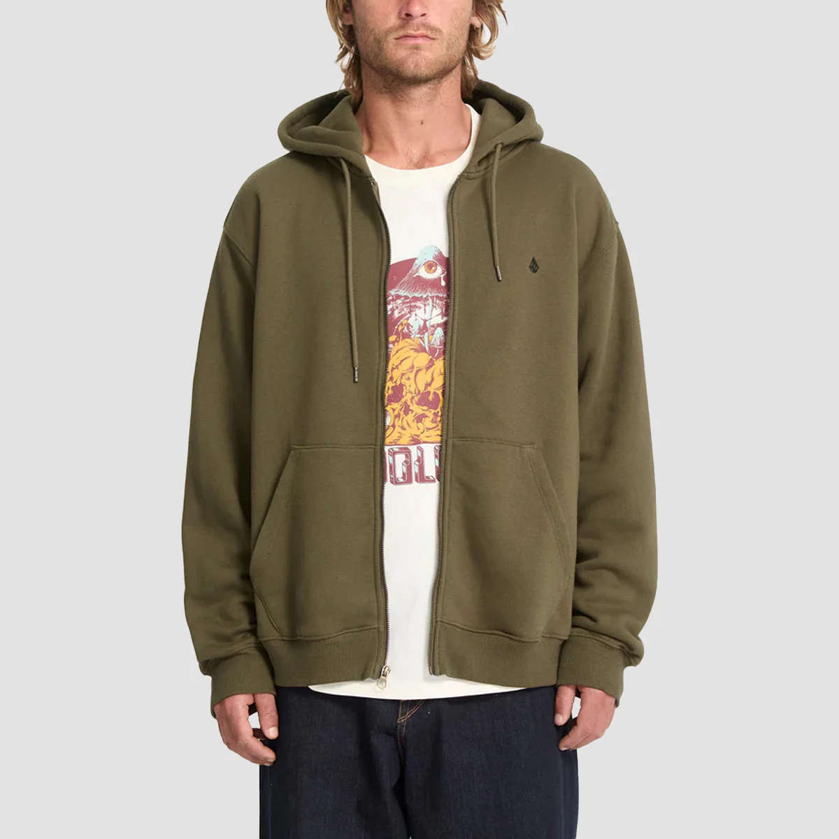 Volcom Single Stone Zip Hoodie Sage Leaf