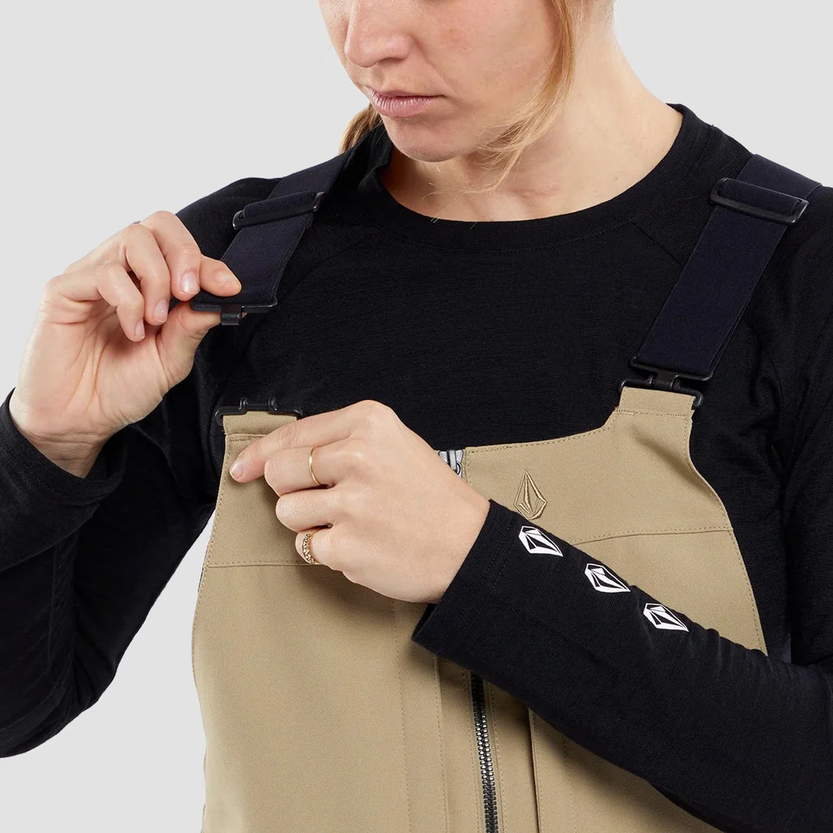 Volcom Swift Bib Overall Snow Pants Dark Khaki - Womens - Image 3
