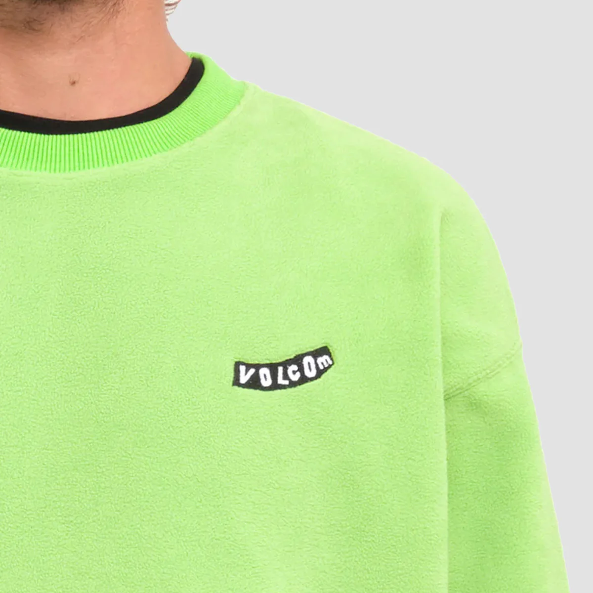 Volcom Too Kool Fleece Crew Sweatshirt Electric Green - Image 2