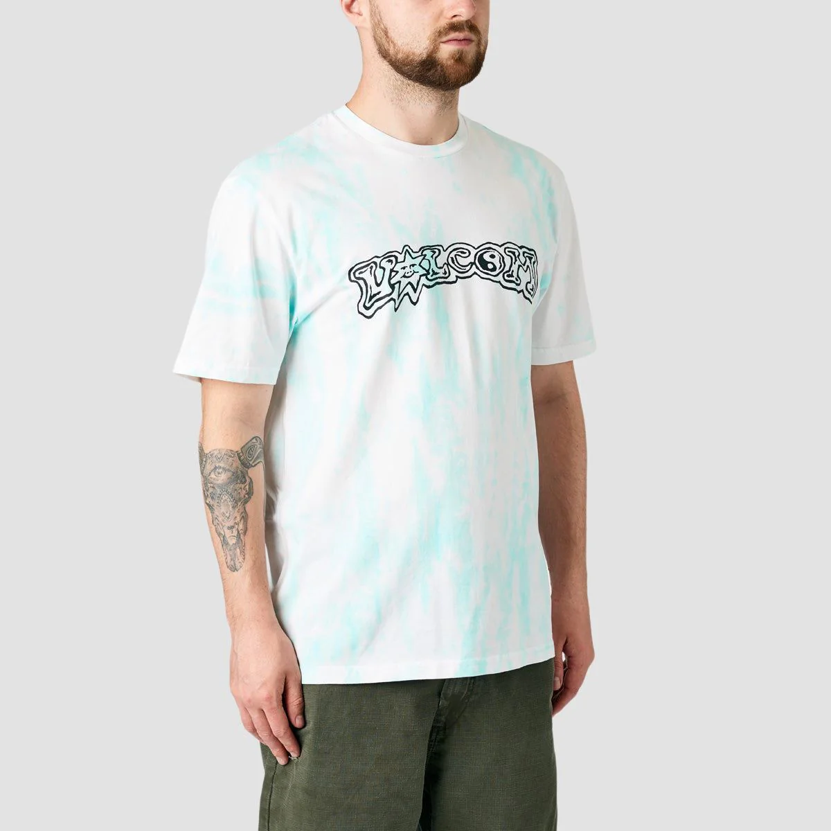 Volcom Trippin Dye T-Shirt Bottle Green - Image 3