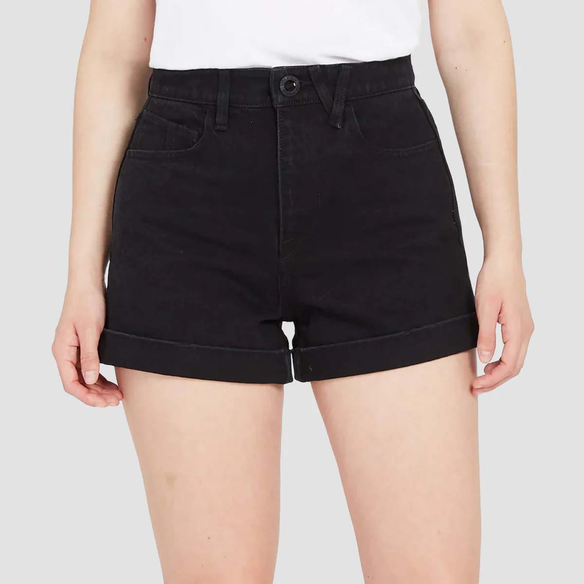 Volcom Weellow Denim Shorts Black - Womens