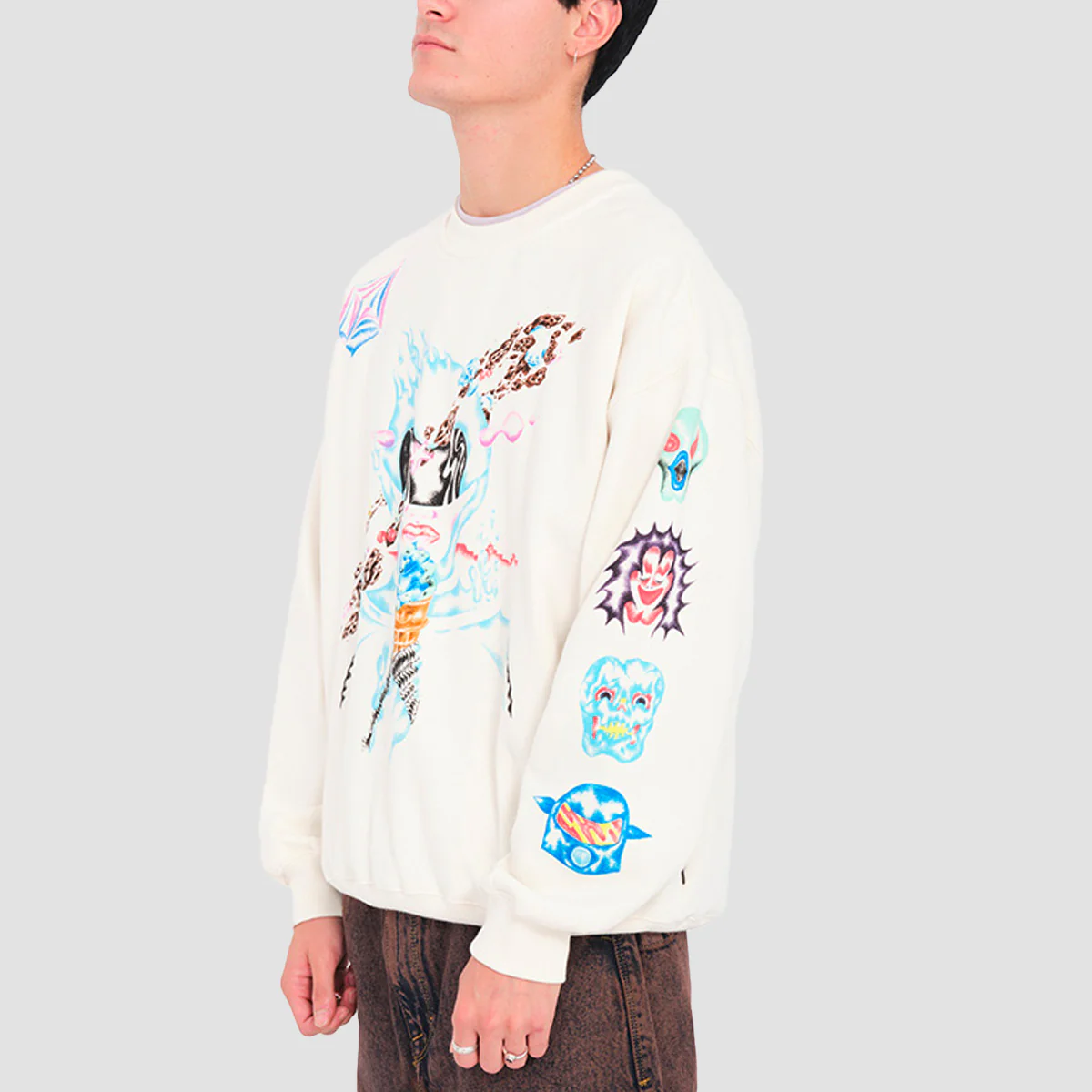 Volcom We'll Speak To You FA Sam Ryser Crew Sweat Off White - Image 2