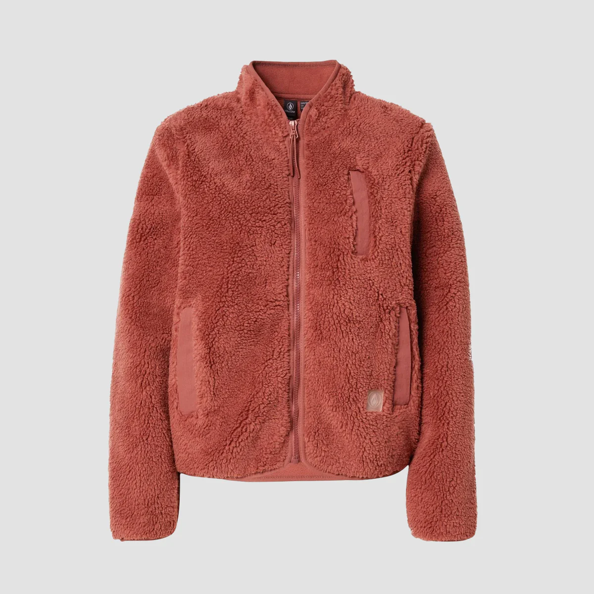 Volcom Wuzer Fuzzar Sherpa Zip Sweatshirt Chestnut Brown - Womens - Image 2