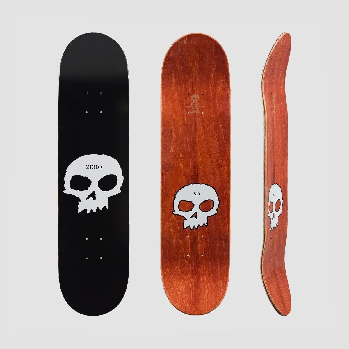 Zero Single Skull Skateboard Deck Black/White - 8.25" - Image 2