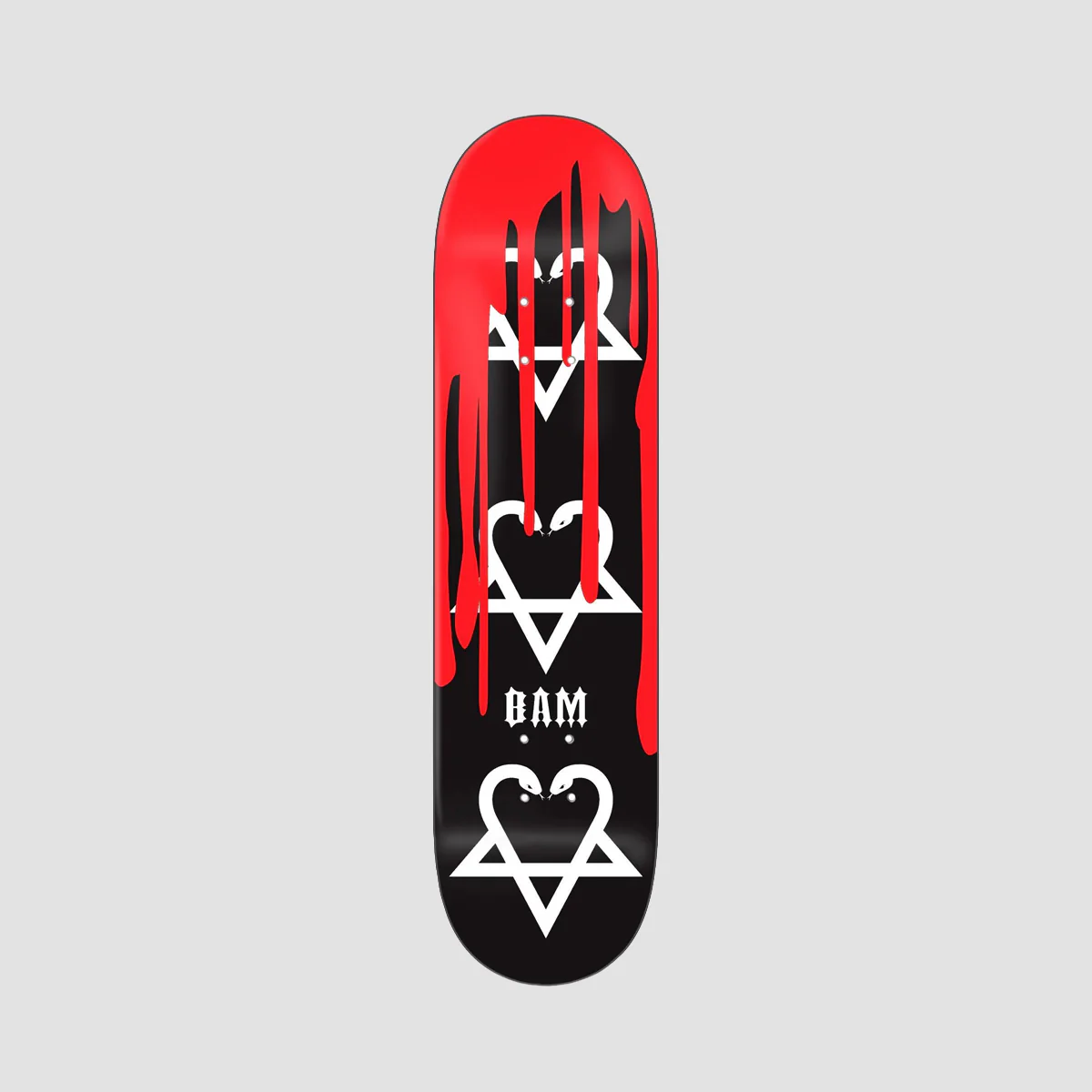 Zero X Bam Margera Snake-A-Gram With Blood Skateboard Deck Black Dip - 8.5"